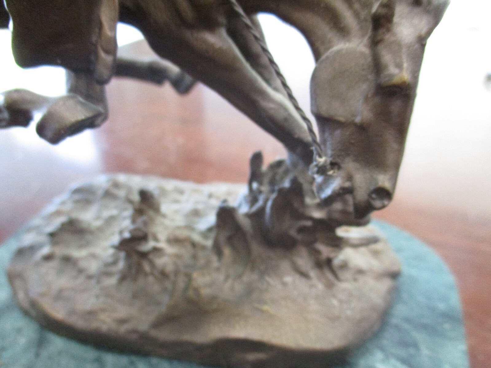 Frederic Remington solid bronze sculpture cowboy horse marble base western art