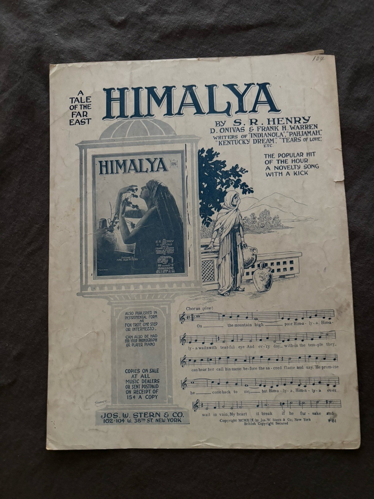 Fatty Arbuckle Sipping Cider Thru A Straw Vintage Sheet Music Silent Film Comedy