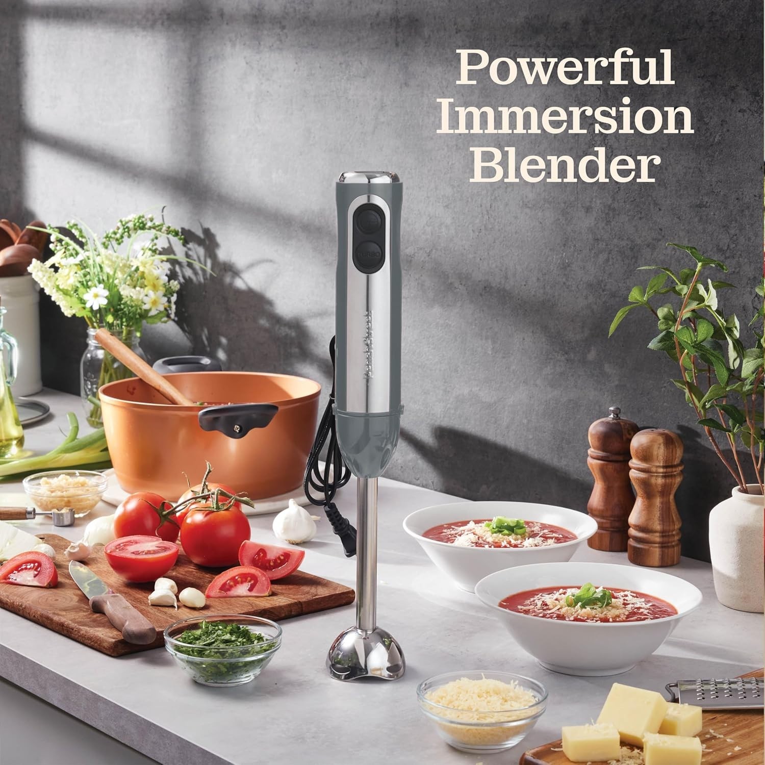 Ergonomic Handheld Blender with Detachable Base - Perfect for Smoothies & Soups
