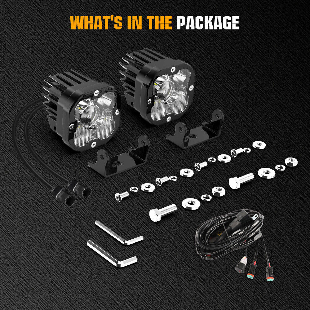 Colight 3inch Squadron Laser LED Pair Driving/Combo Lights Kit w/ Wire Harness