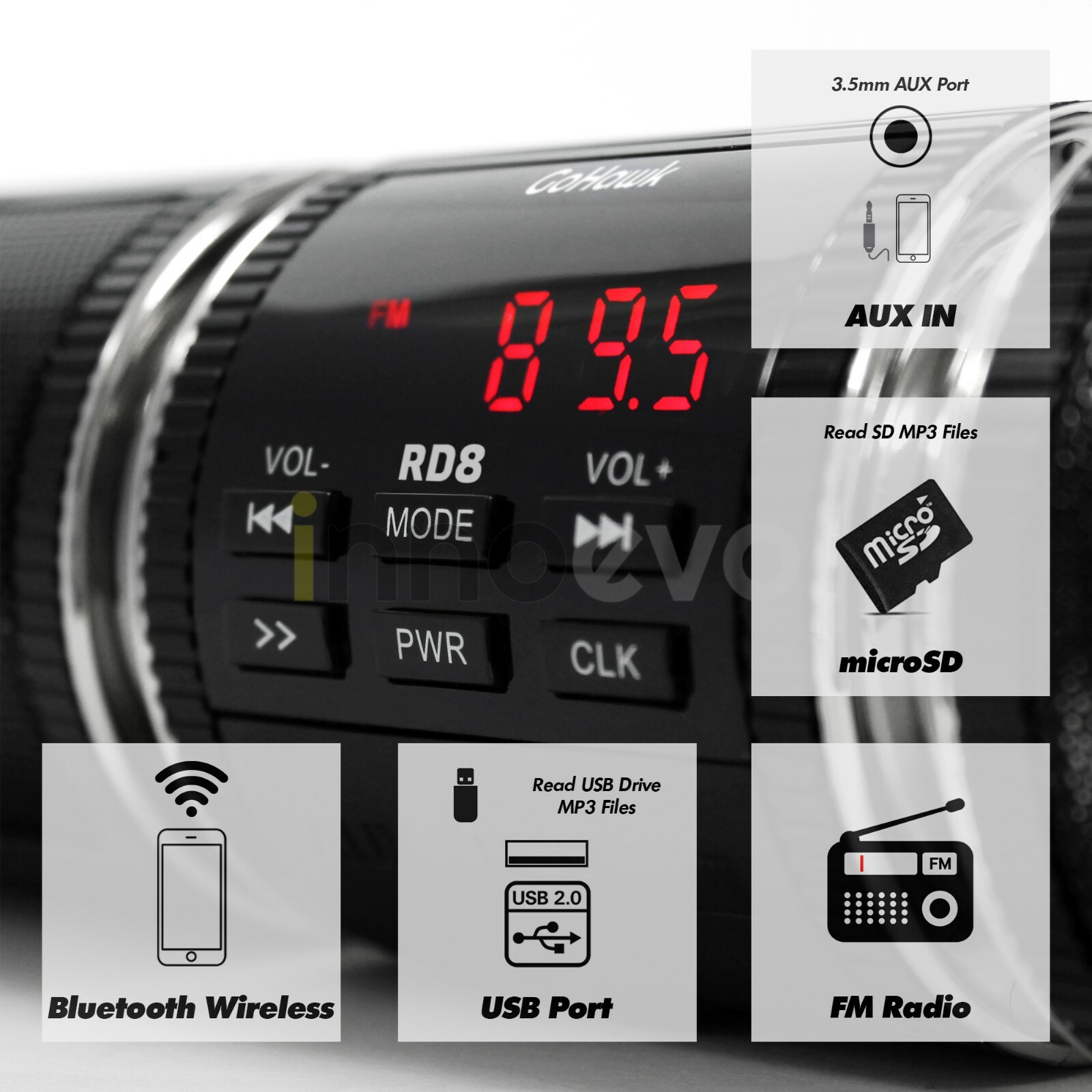 Waterproof Bluetooth Motorcycle Stereo Speaker MP3 Audio System USB AUX SD Radio