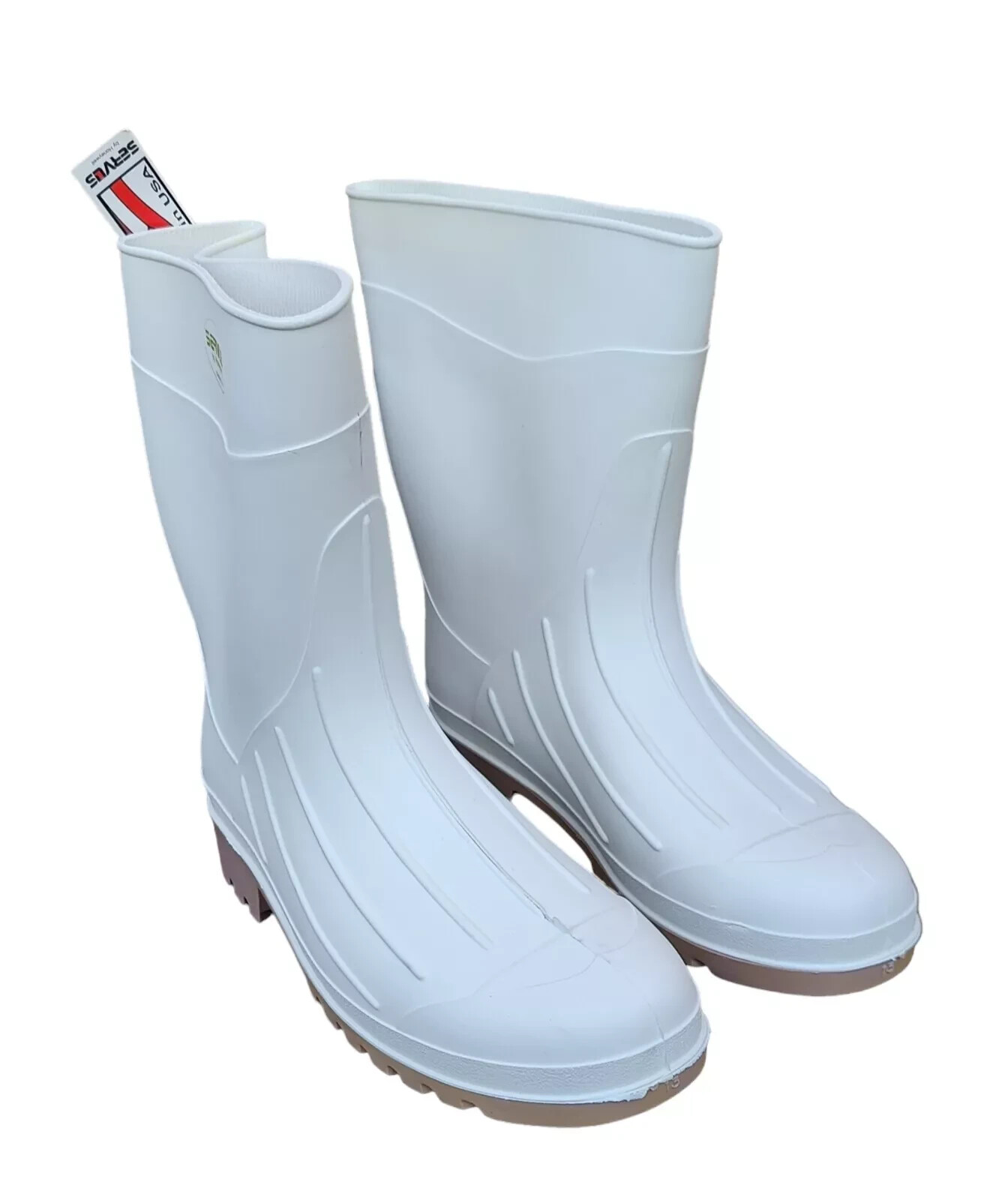 Rubber Fishing Hunting Waterproof PVC Work Mud Muck Chore WHITE BOOTS PLAIN TOE