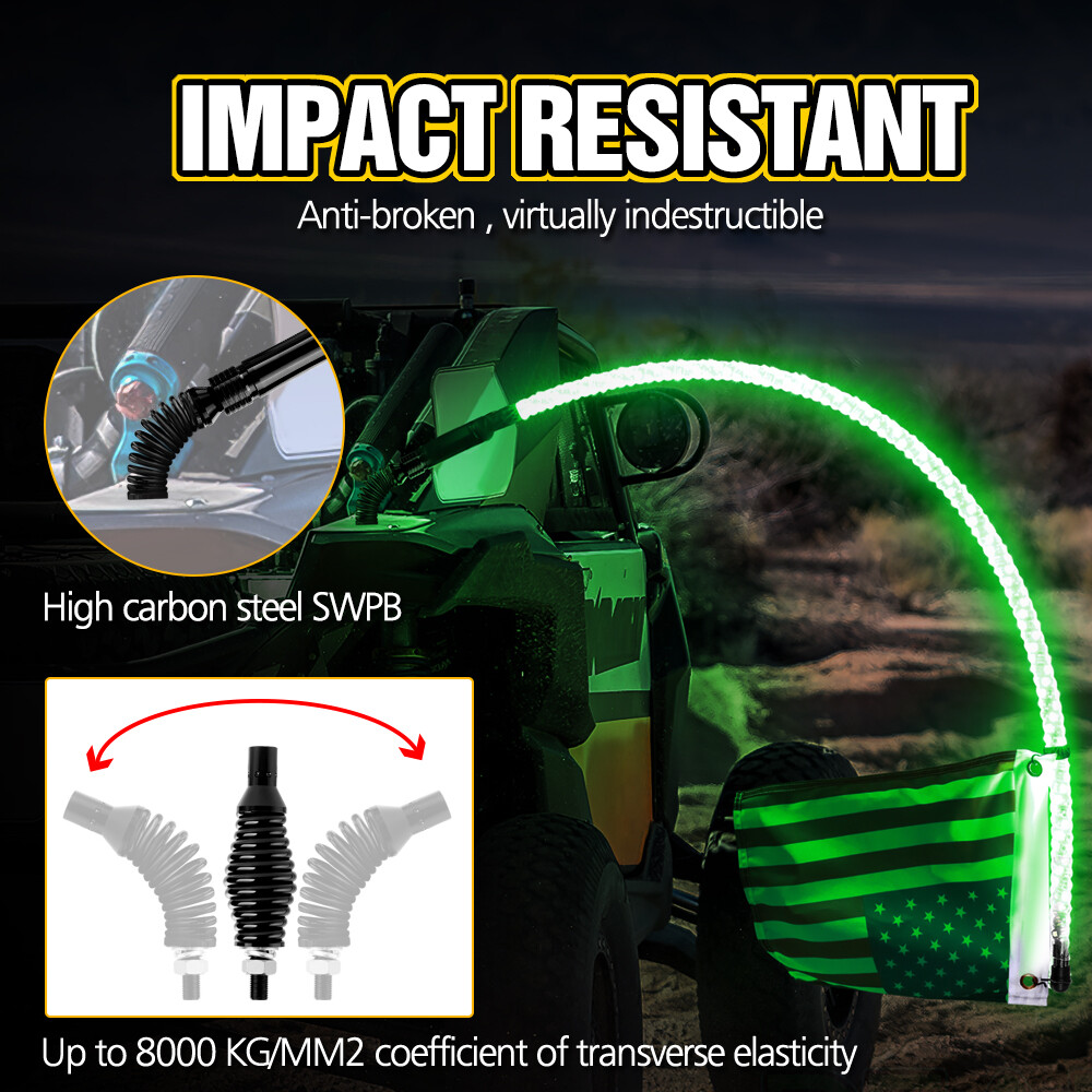 RGB LED Whip Light Spring Mounting Bracket Antenna for HID UTV ATV Polairs RZR