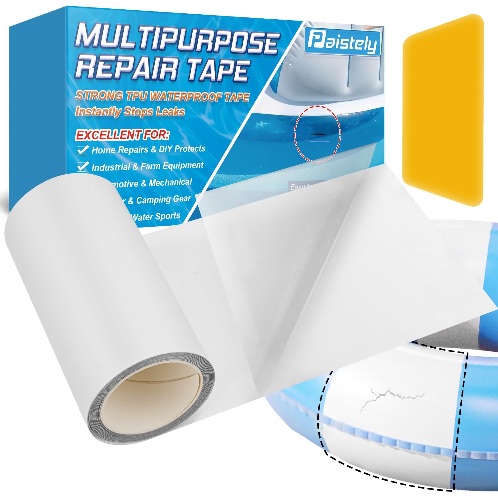 4 in x 7 ft Roll Air Mattress Patch Kit, Underwater Pool Liner Patch Kit for ...