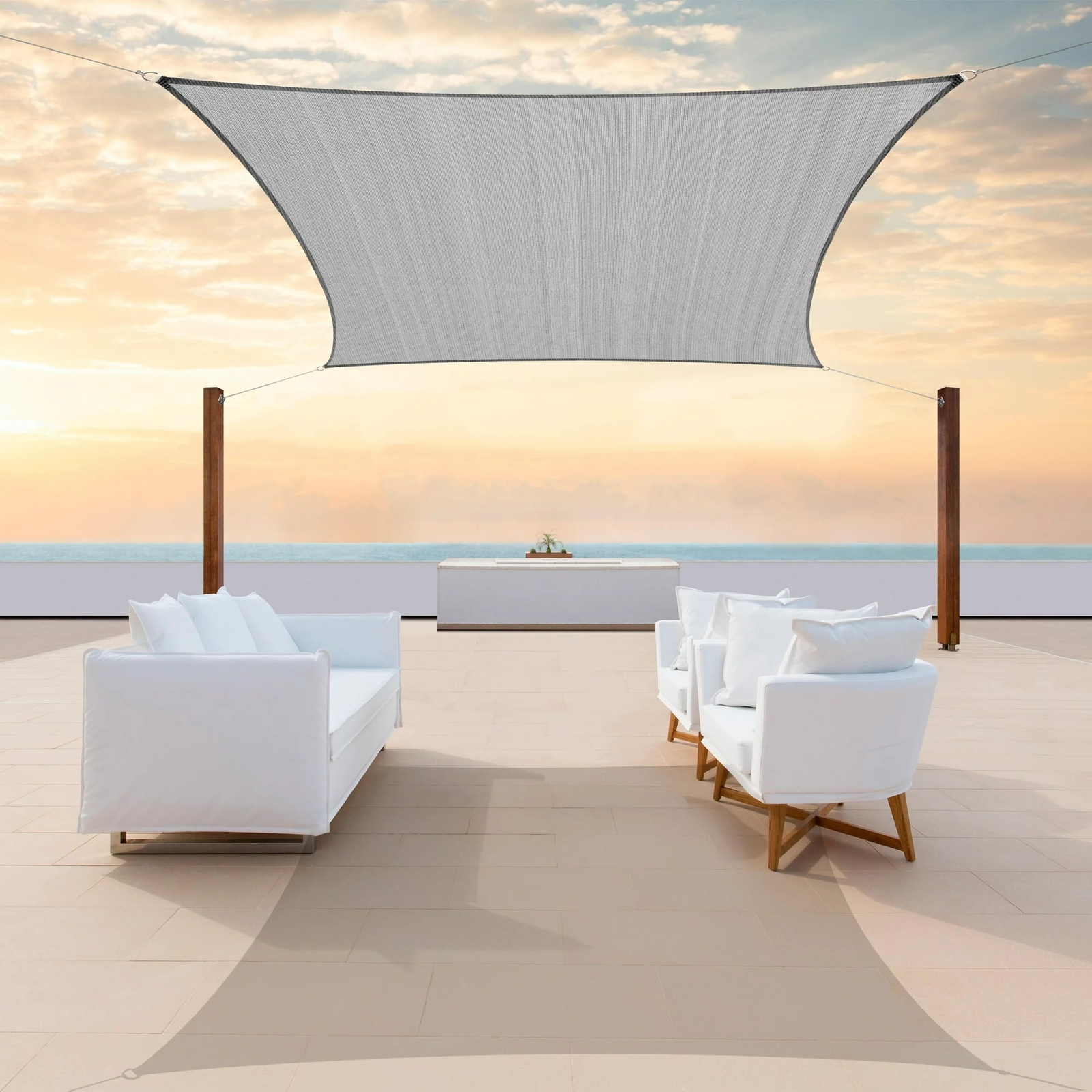 Colourtree Grey Custom Size Rectangle Sun Shade Sail Canopy Fabric Cover Patio