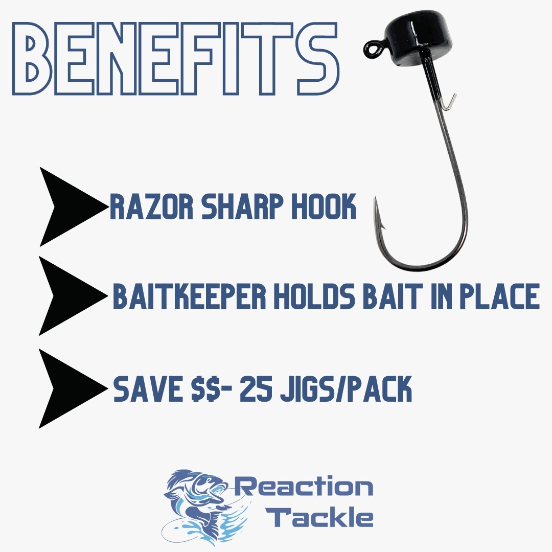 Reaction Tackle Lead Mushroom Head Ned Rig Shroom Jig Heads (25-Pack)