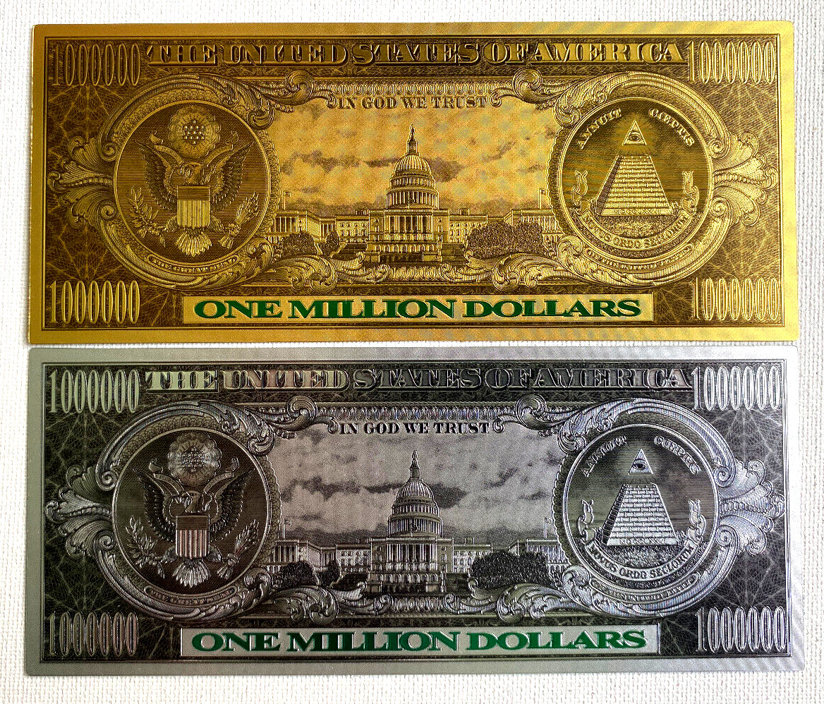Gold & Silver Foil Plated $1 Million Dollar Bill Set – Premium Collectible Gift