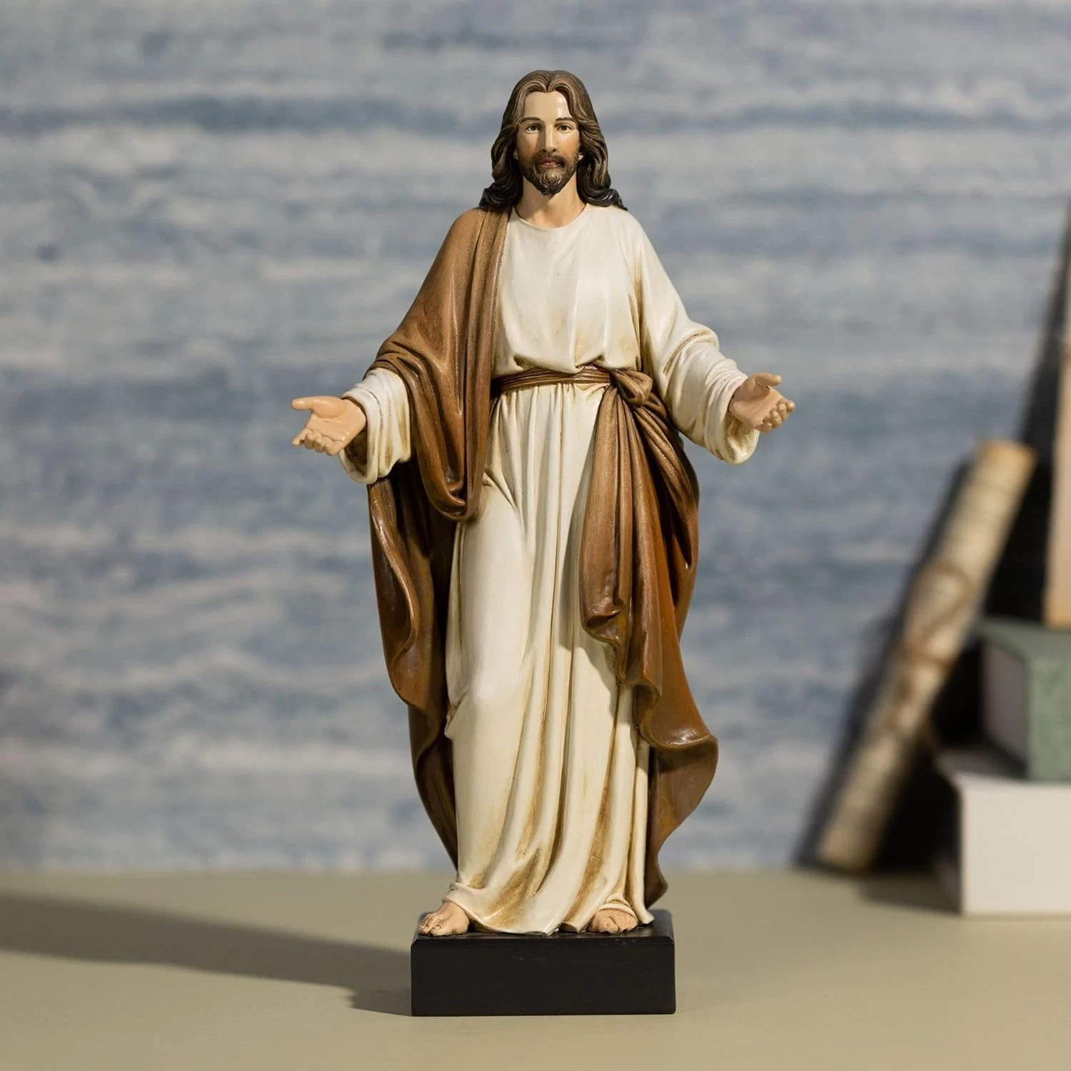 Jesus Statue 12" Hand-Painted Resin Open Arms Christian Religious Home Decor