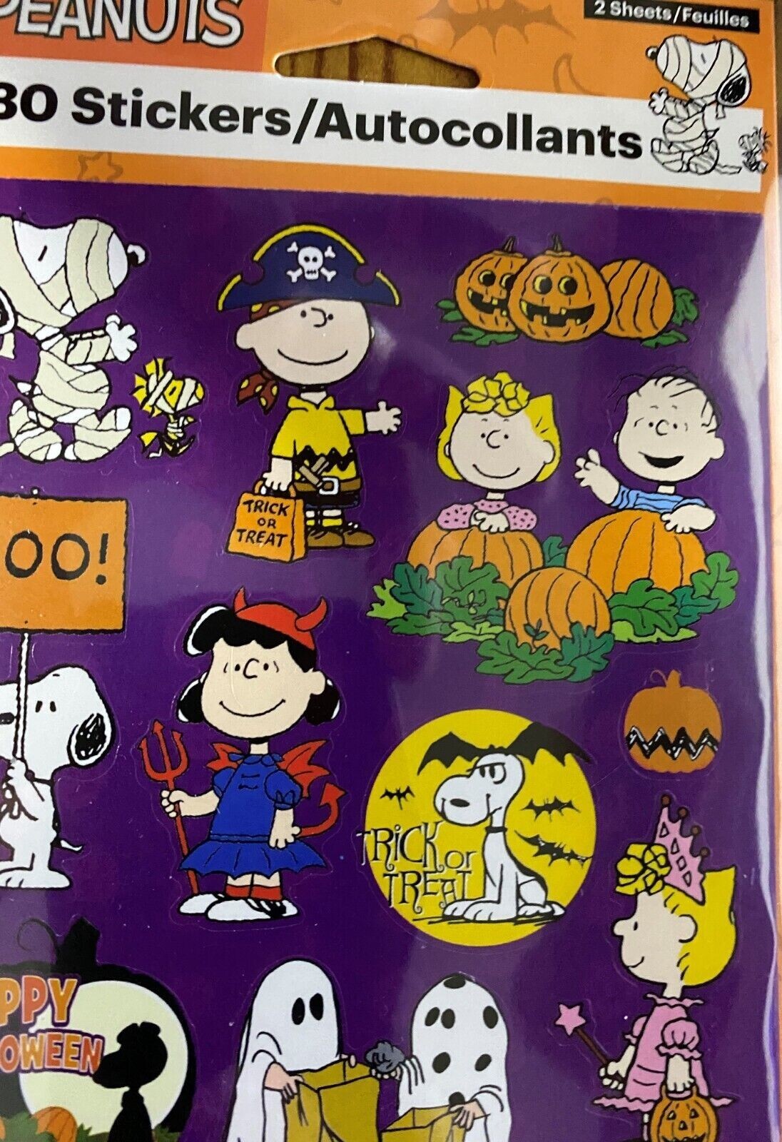 Peanuts Halloween Stickers New Sealed 2 sheets Free Ship