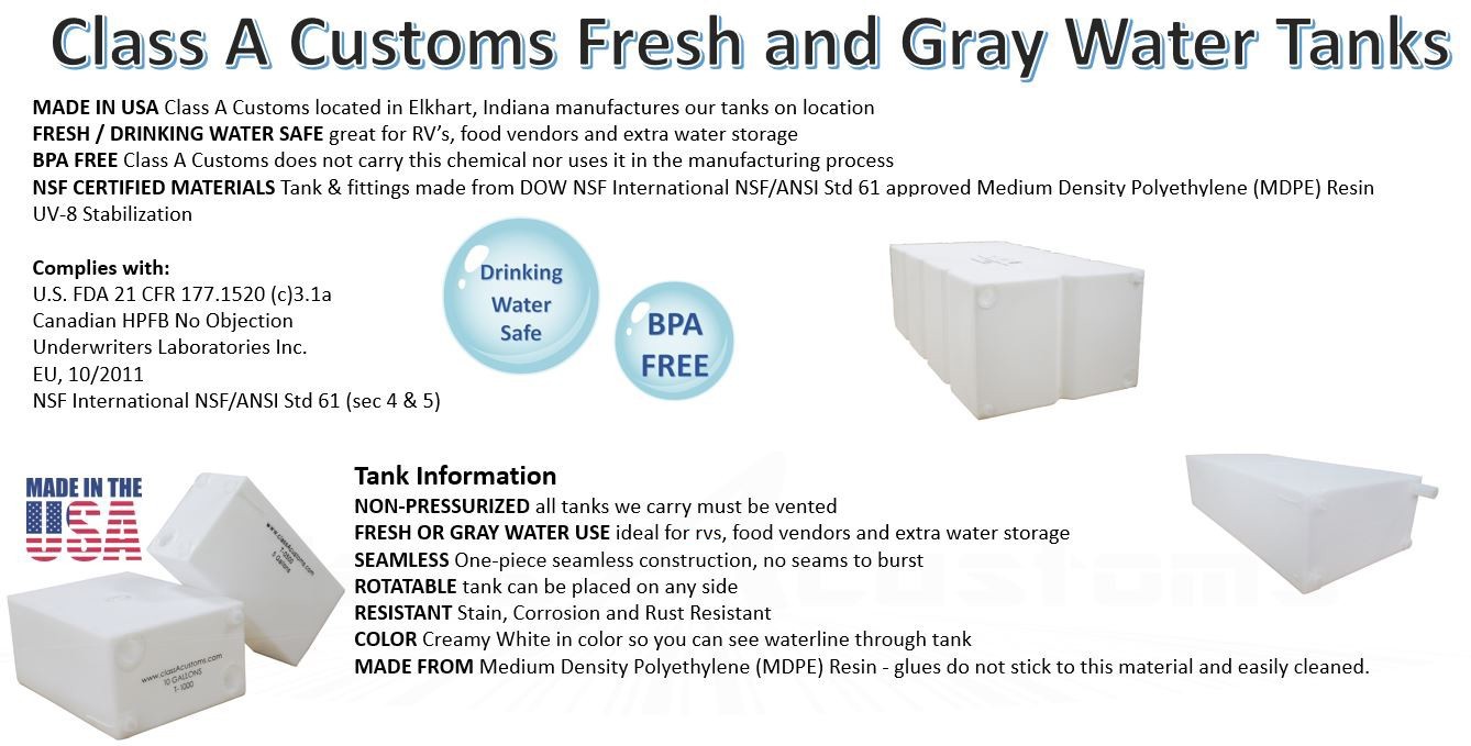 35 Gallon Fresh / Gray Water Holding Tank & Basic Plumbing Kit ~~ T-3500-BPK