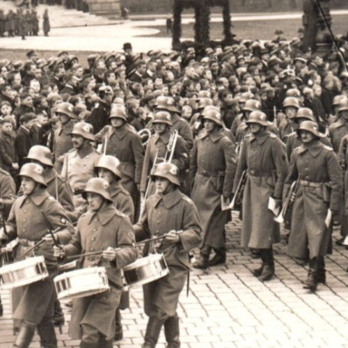 German Friekorps Painted Helmet Real Photo Postcard RPPC