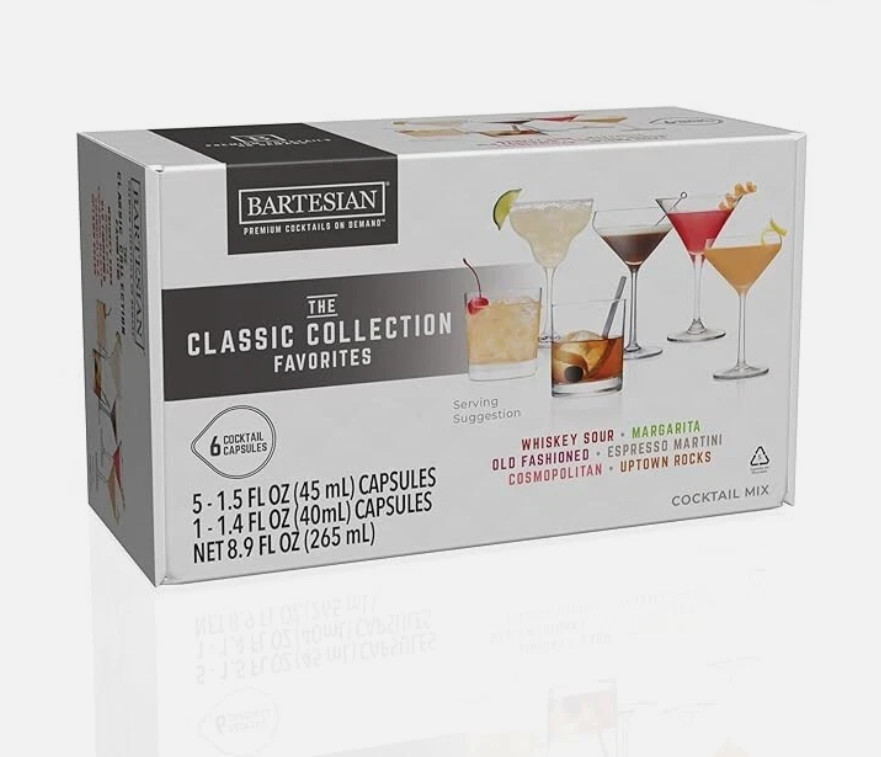 Bartesian Classic Collection 6 Cocktail Mixer Capsules, Pack of 6