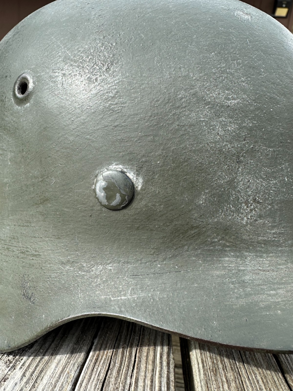 Original German M42 Combat Helmet Stahlhelm - Ex Snow Camo!