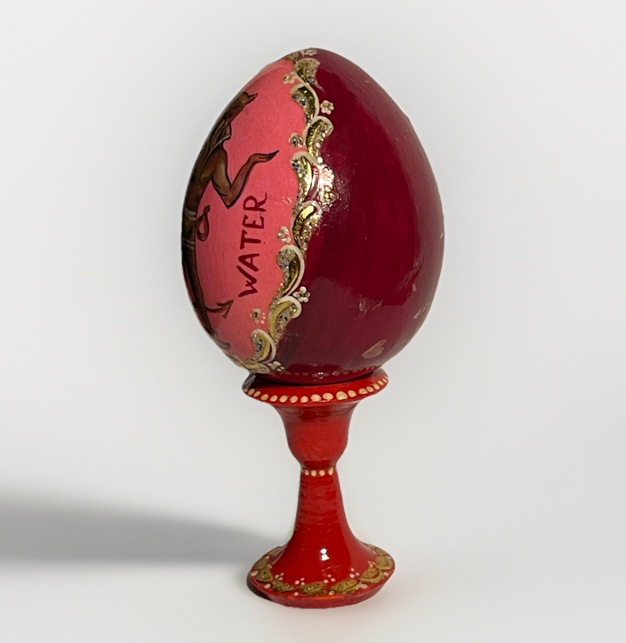 Folk Art Handpainted Wooden Pluto Water Egg French Lick,Indiana