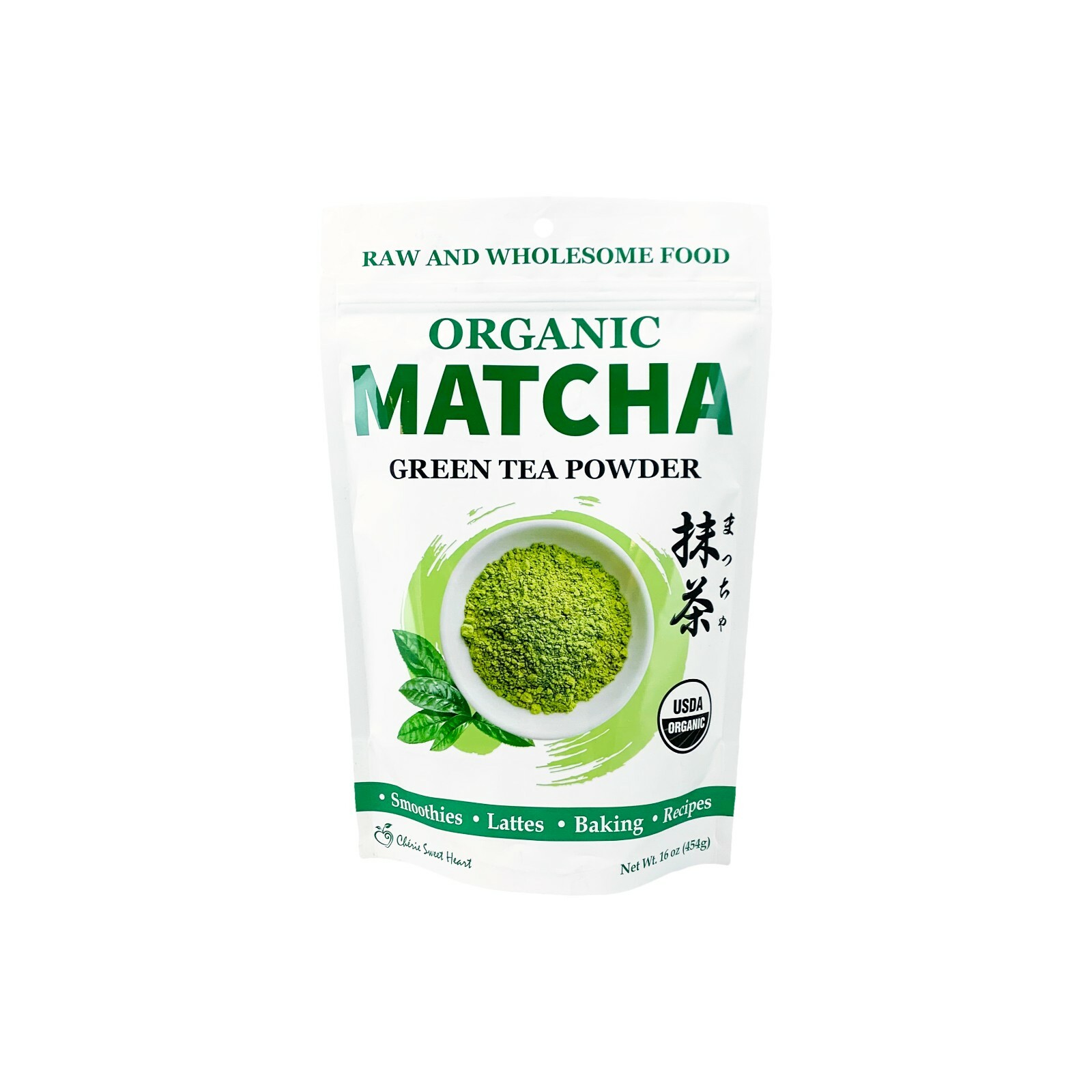 USDA Certified Organic Matcha Green Tea Powder, 1 LB Bag