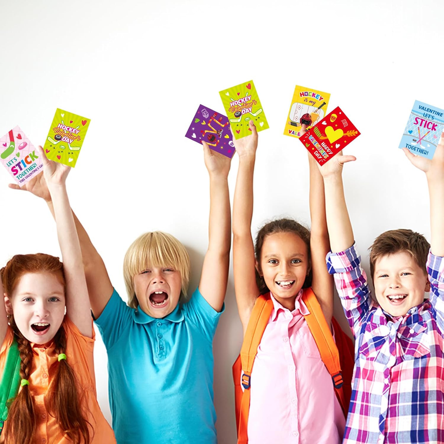 Hockey Valentine's Day Cards with Envelopes, 12-Pack for Kids