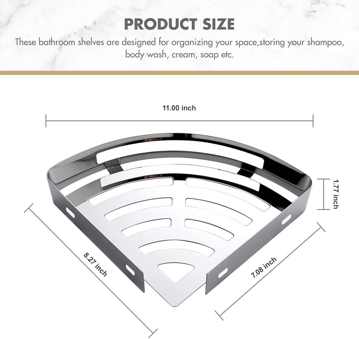 304 Shower Caddy Shelf Bathroom Bath Storage Holder Adhesive Organizer Rack,2pcs