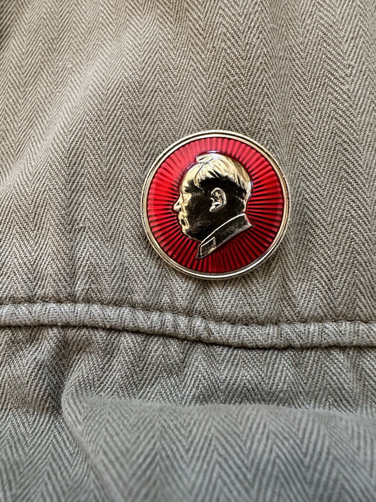 Rare 1950’s Chinese Army Type 58 Uniform HBT Tunic Lot With Belt And Pin /Patch