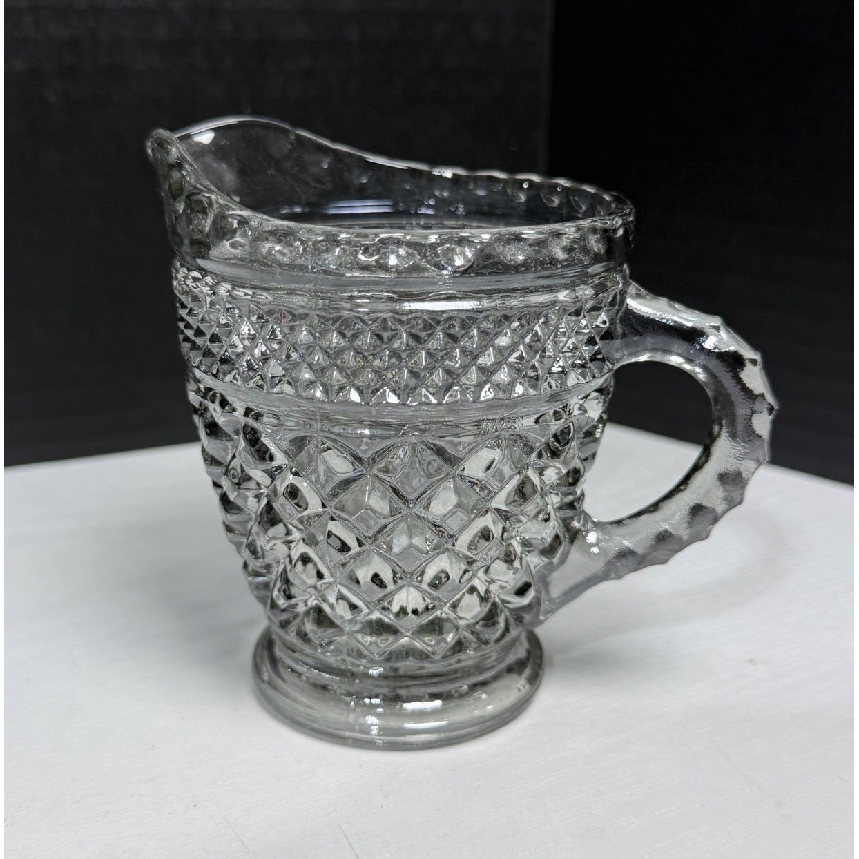 Vintage MCM Anchor Hocking Wexford Gray Creamer Pressed Glass 1960's