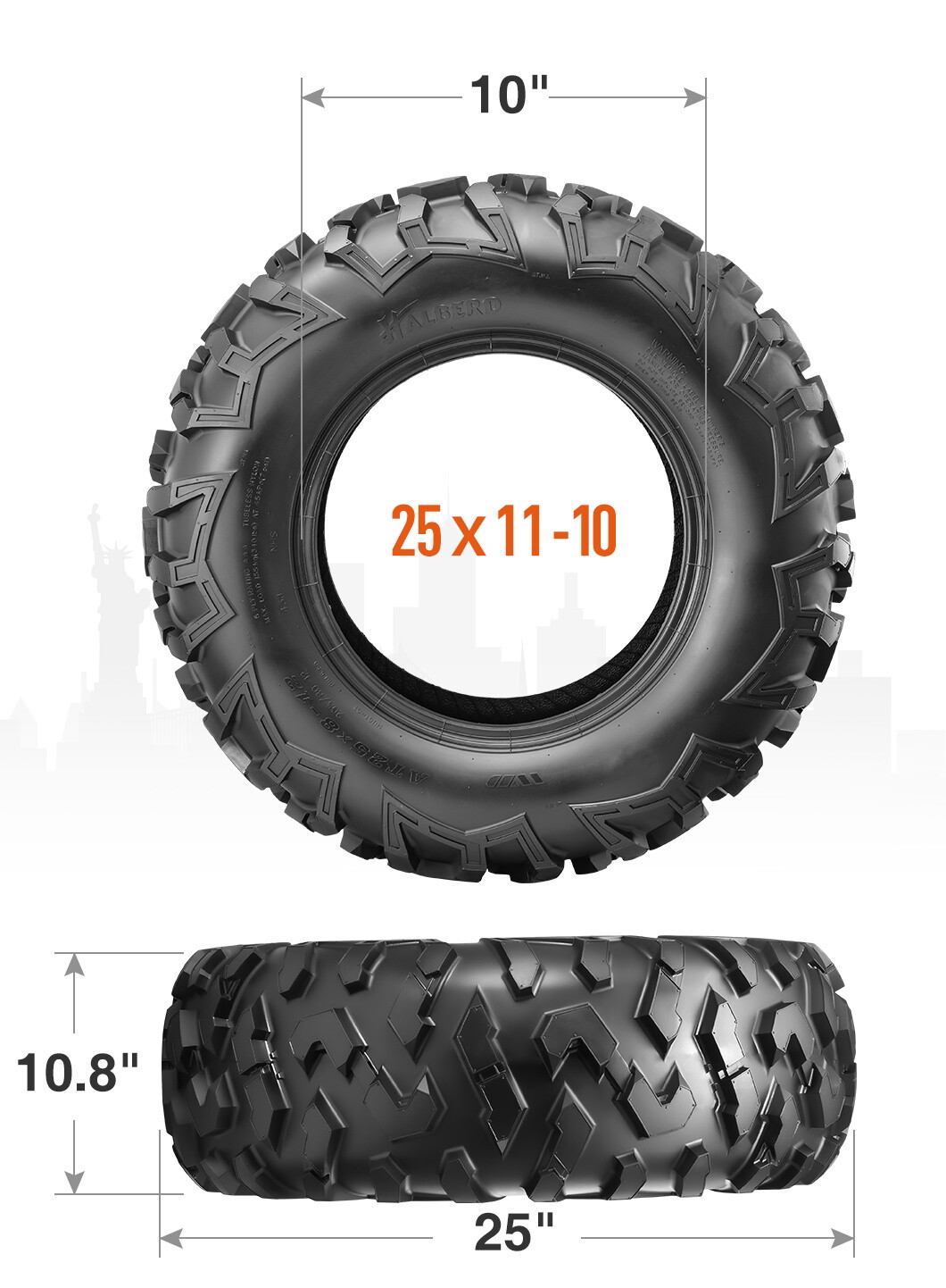 Set Of 2 25x11-10 ATV UTV Tire 25x11x10 6PLY Heavy Duty All Terrain Replacement