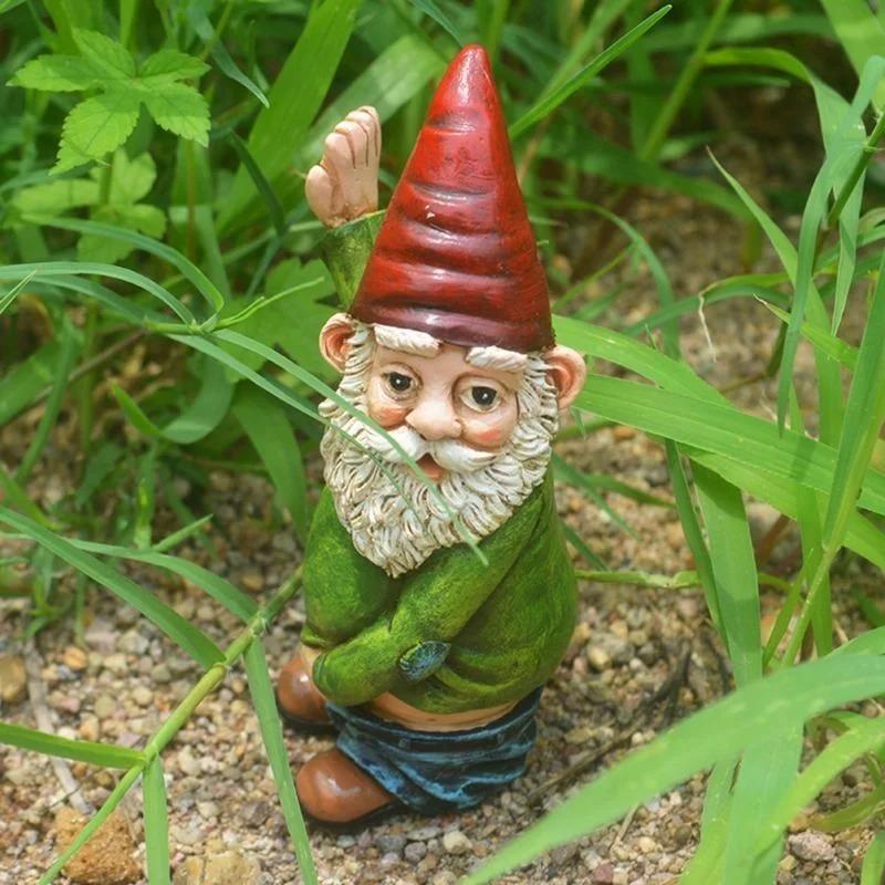 Funny Garden Gnome Statue Resin Home Lawn Ornament Figure Sculpture Decor