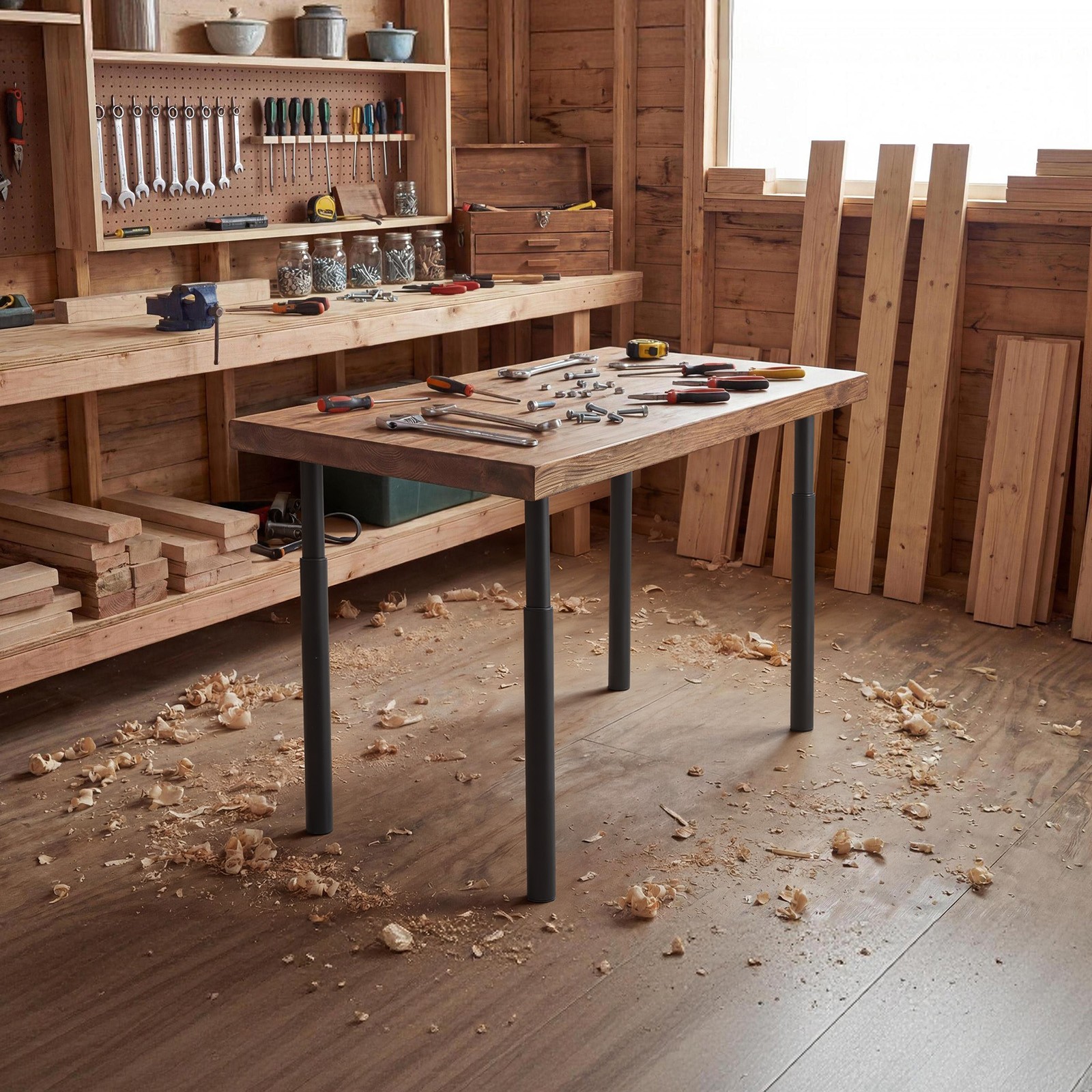 VEVOR Adjustable Steel Table Legs 28-43 in 1200 lbs Heavy Duty Set of 4 Black