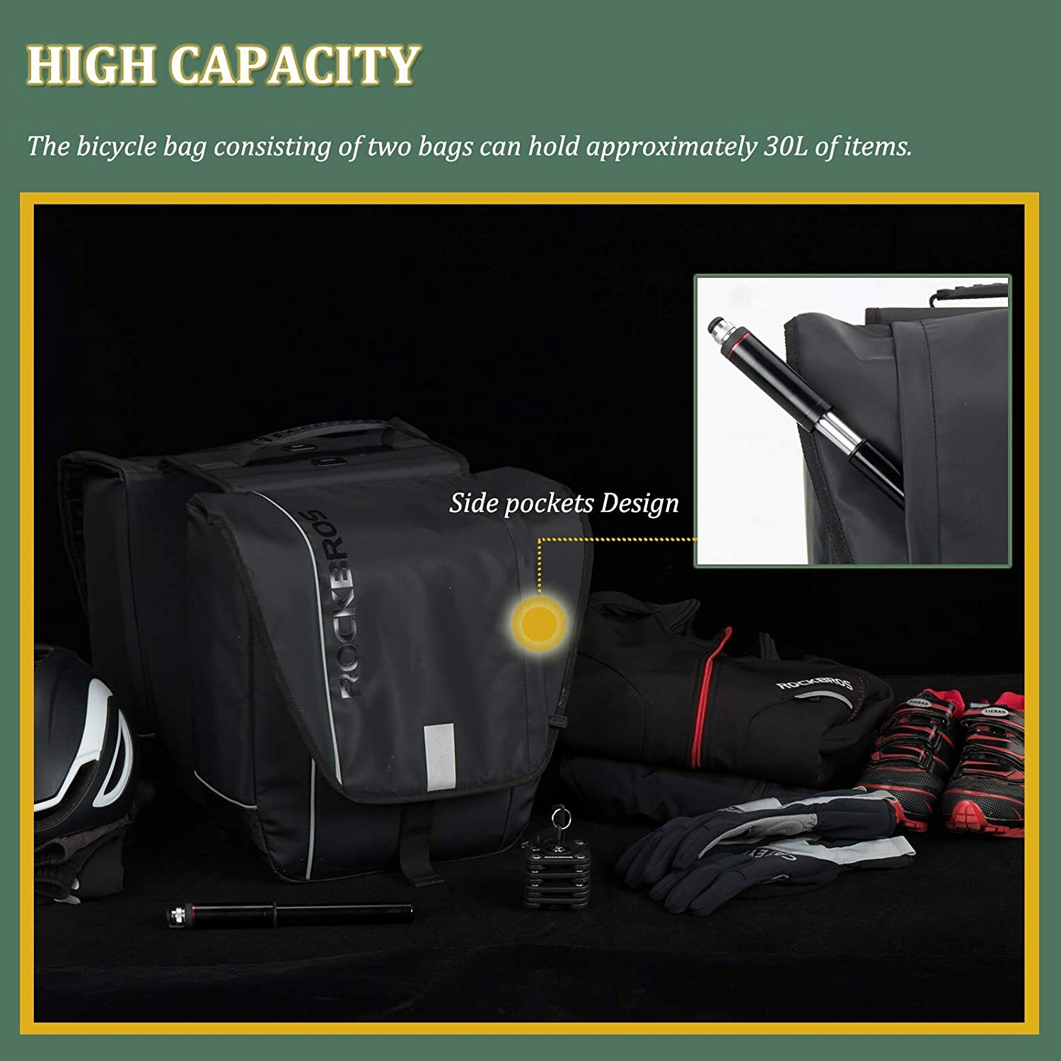 ROCKBROS Cycling Bike Pannier Waterproof Large Capacity Bike Rear Rack Bag 2pcs