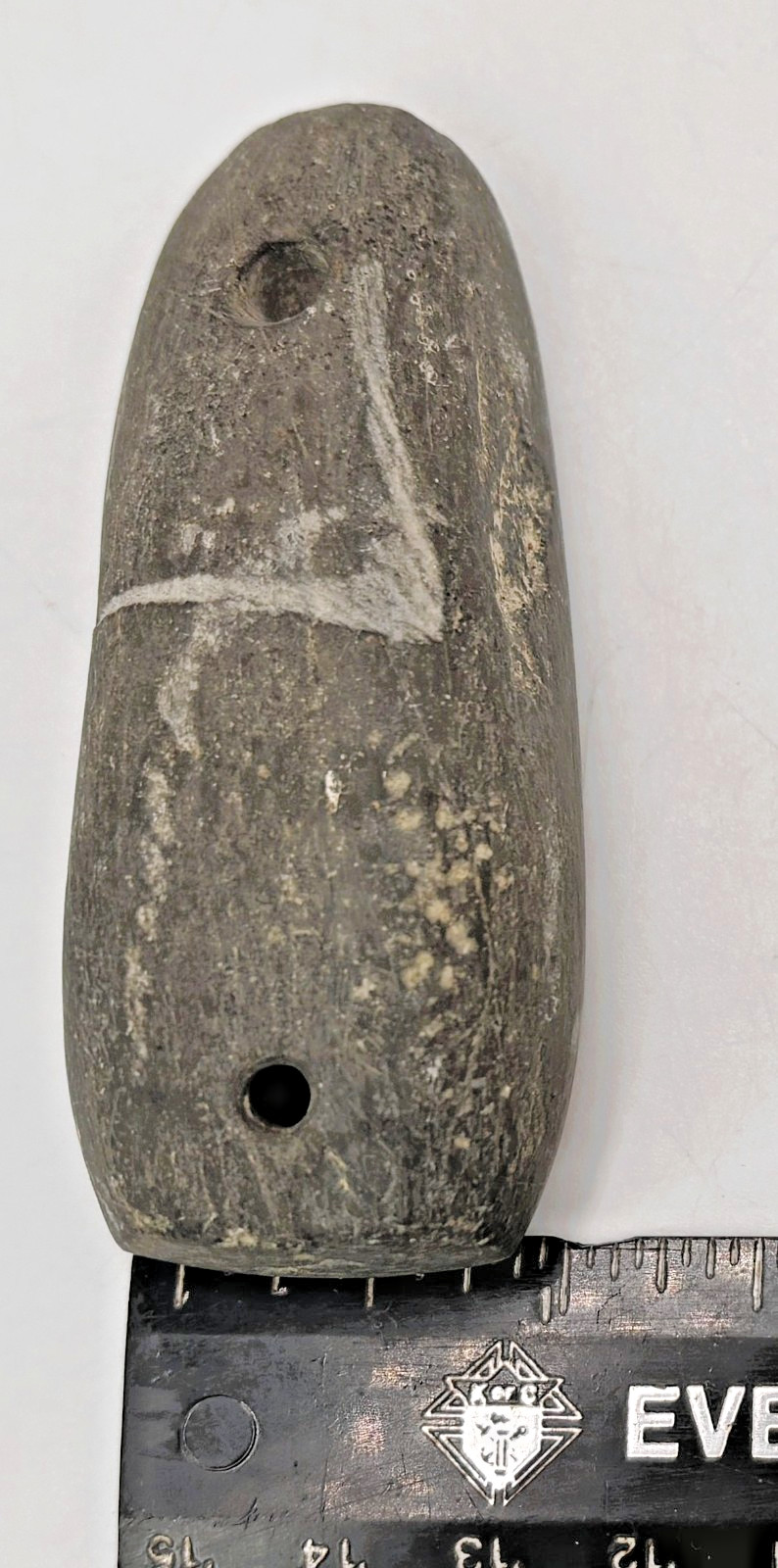 Early Native American Slate 2 Hole Gorget Thick Artifact Ohio Find