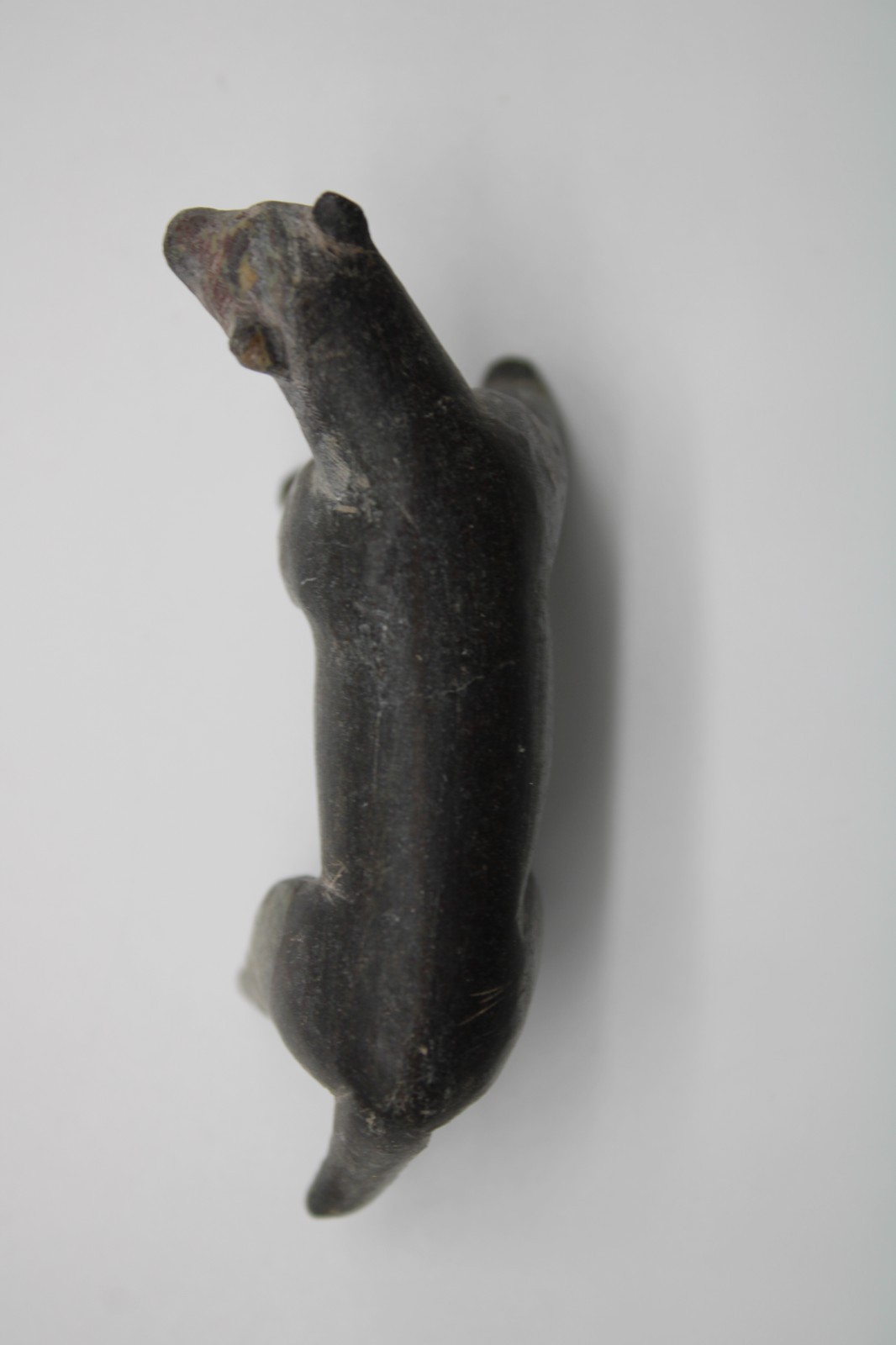 19th Century Inupiat Inuit Carved Stone Hunting Wolf Effigy / Fetish - 2.8”
