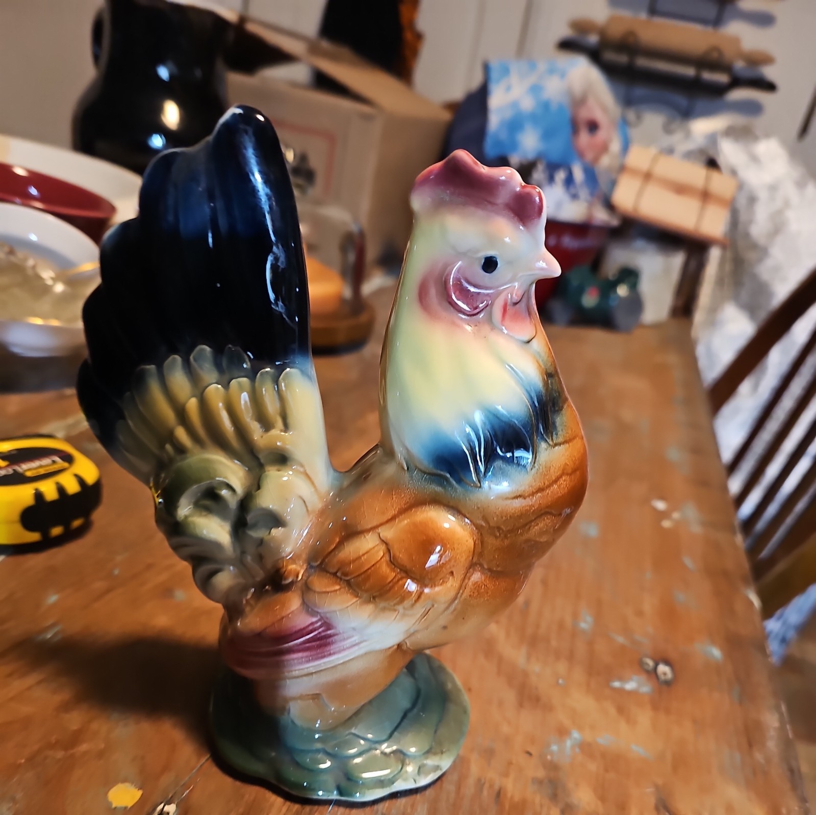 Vintage 1940's or 1950's Royal Copley Hen Figurine Size 7.5" Handpainted