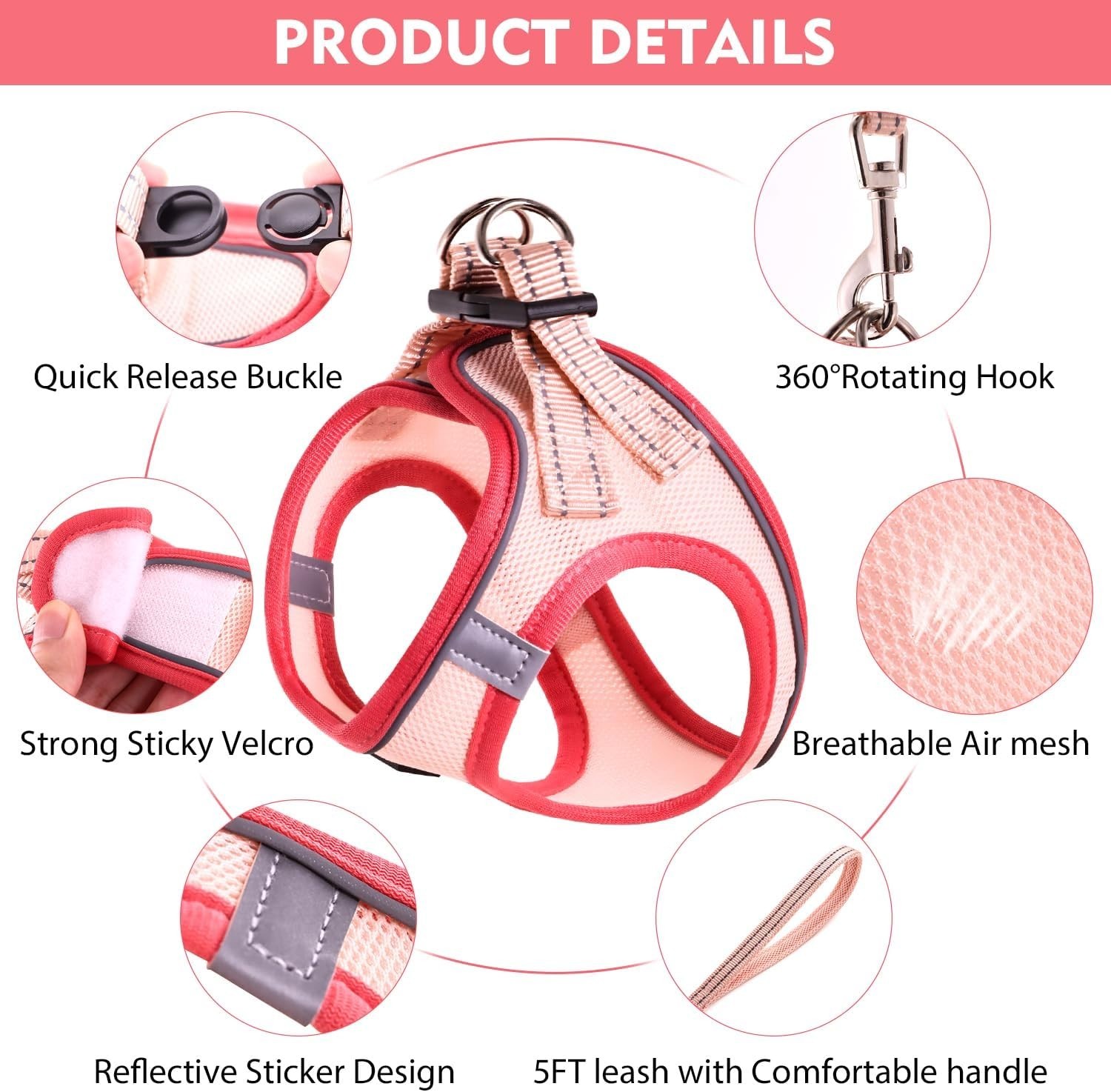 Cat Harness and Leash Set,Soft&Breathable Vest (Purple,Chest:15.5''-17')