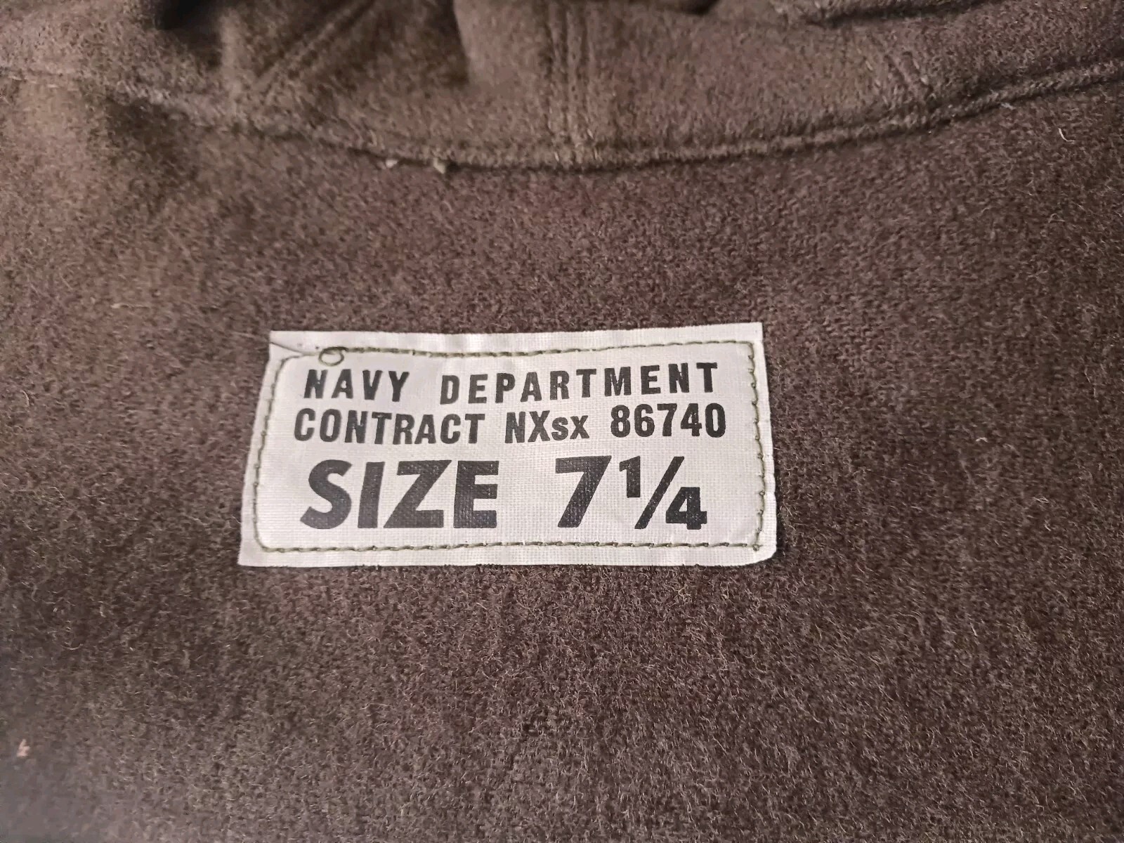 USN Winter Cloth Deck Helmet OD Green Hat Size 7-1/4 NOS