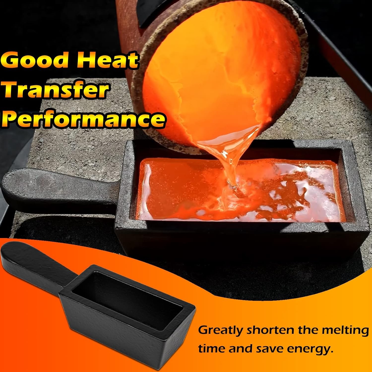 25 oz Gold Bar Loaf Cast Iron Ingot Mold for Custom Smelting Pouring Melting