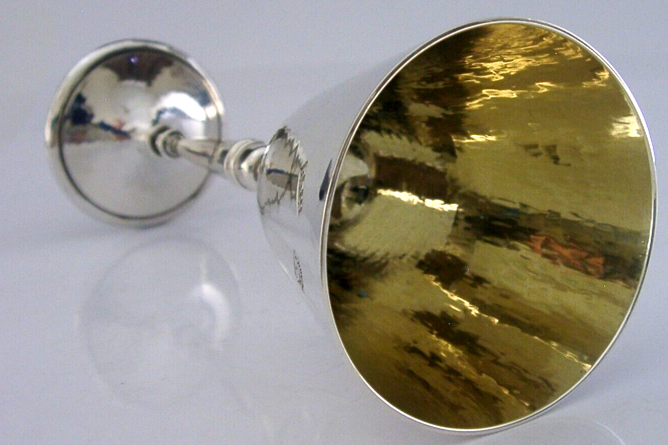 PLANNISHED TEWKESBURY STERLING SILVER WINE GOBLET CHALICE 1971 BARWARE 146g