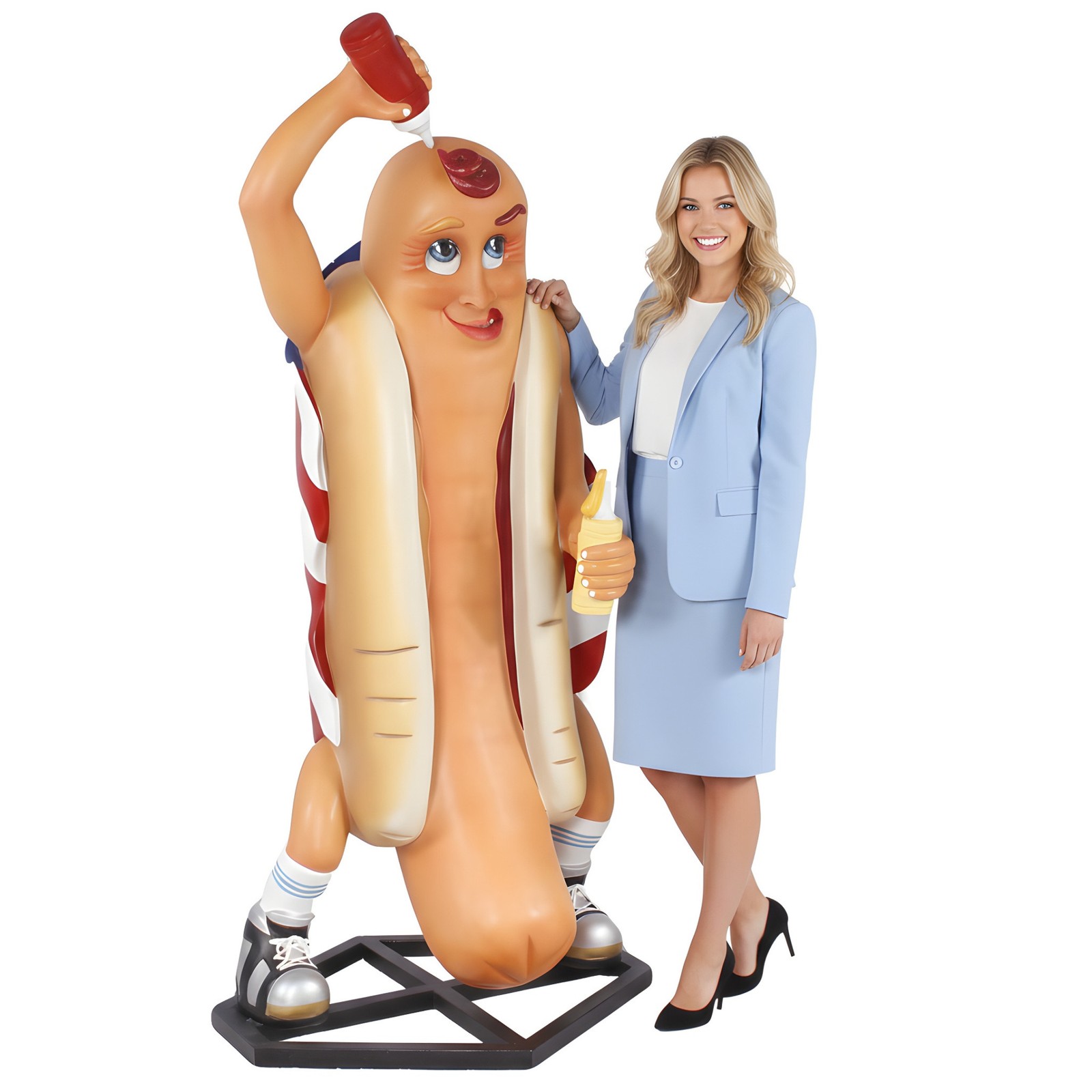 Hotdog Man Display Statue 6FT - Fun Hot Dog Statue - Restaurant Display