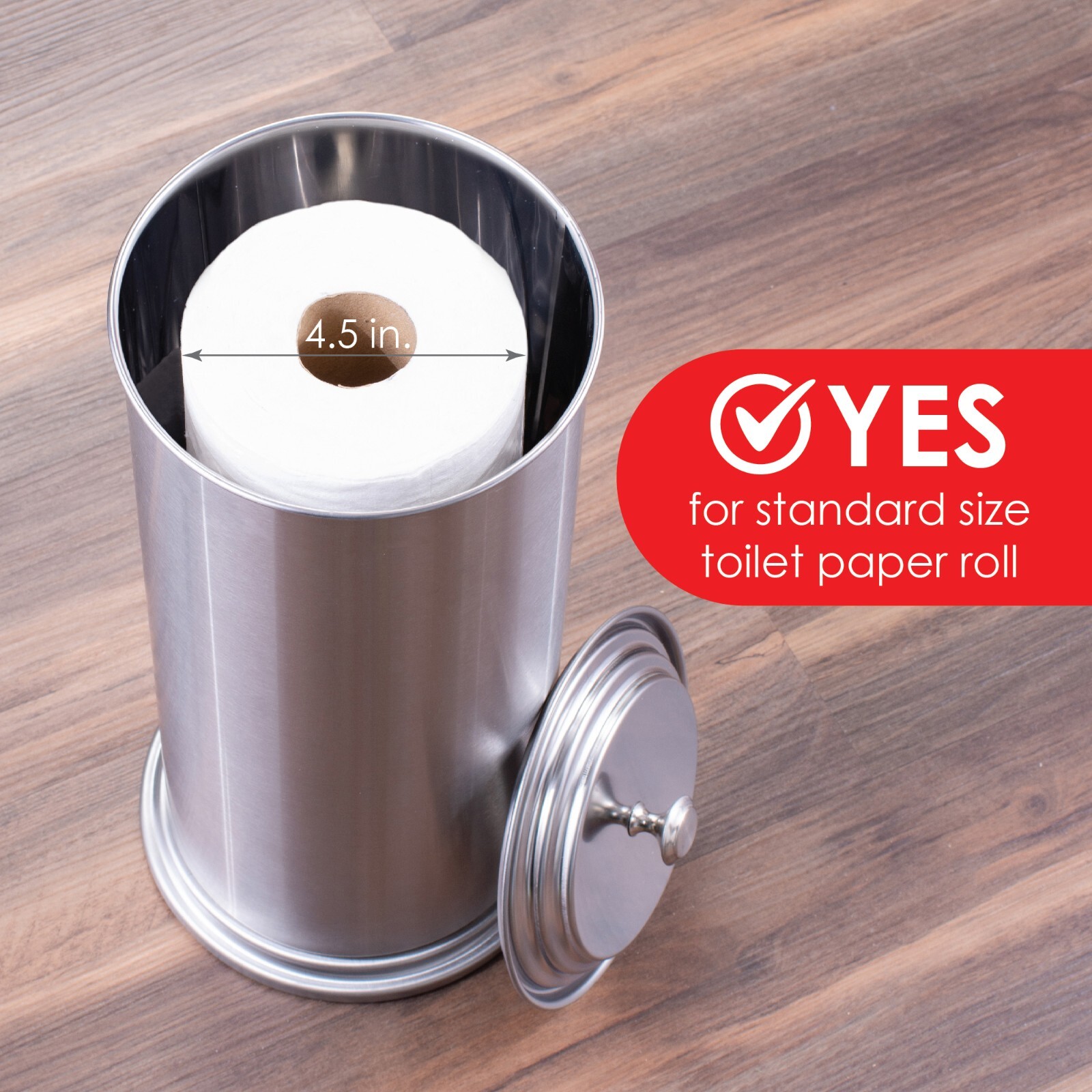 Freestanding Toilet Paper Holder for Extra Large Toilet Rolls - Stainless Finish