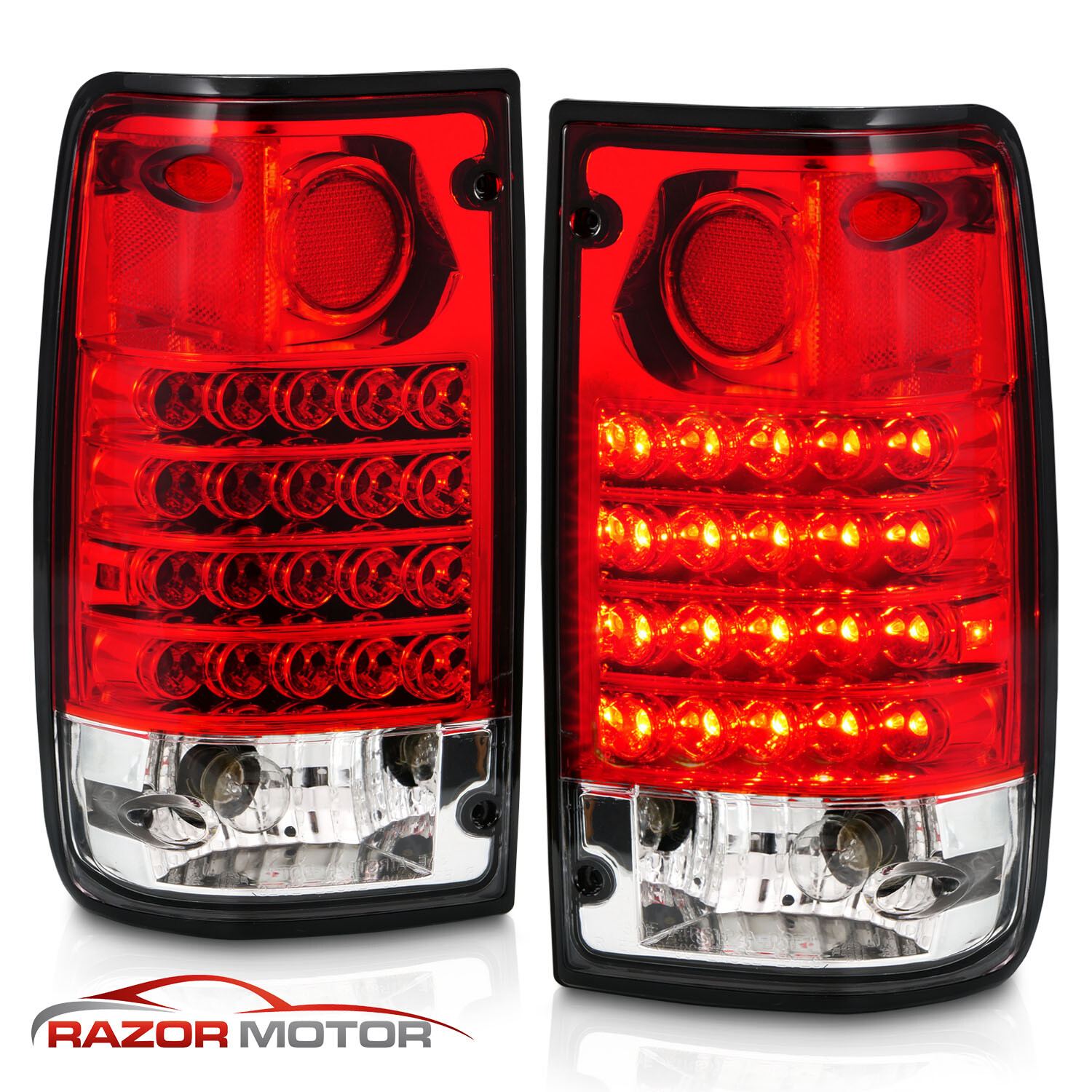 1989-1995 Toyota Pickup Truck Red Clear LED Taillights Bulb Socket Included Pair