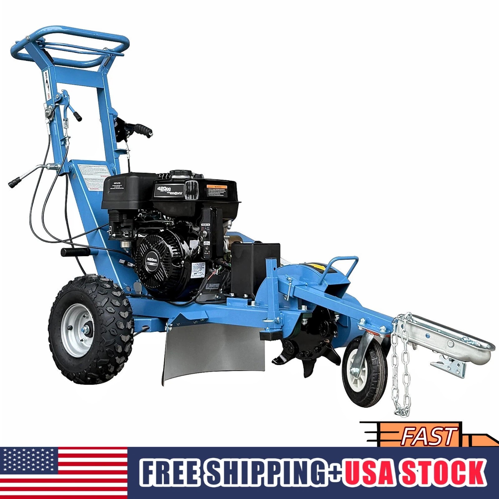 15HP Stump Grinder, 420cc 15'' Cutting Height/10'' Cutting Depth, Electric Start
