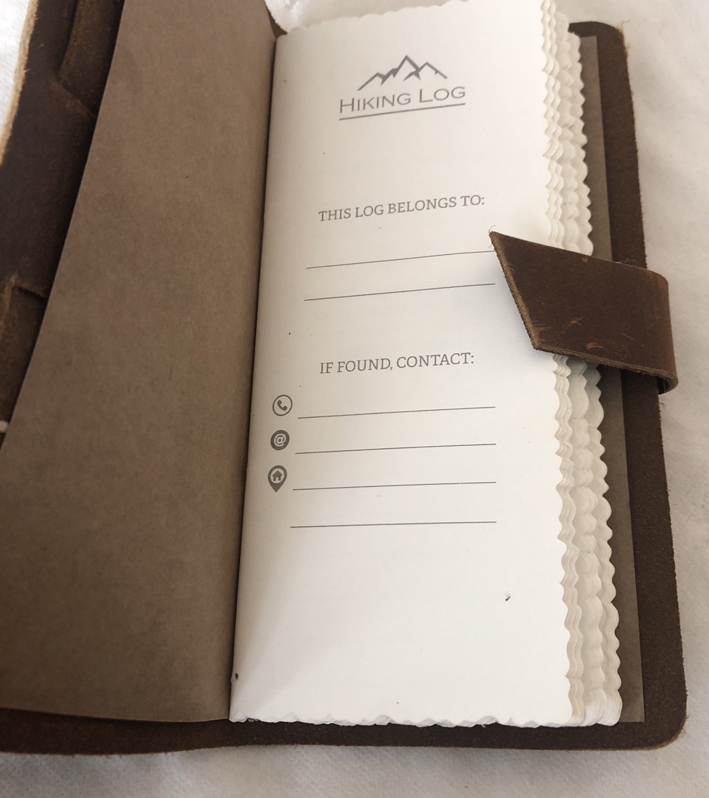 Vintage Brown Leather Hiking Journal Logbook W/Hiking Log Paper Inserts Free S/H