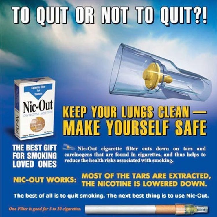 20 TOTAL NIC-OUT Cigarette Filters packs, Less Tar and Nicotine (600 Filters)
