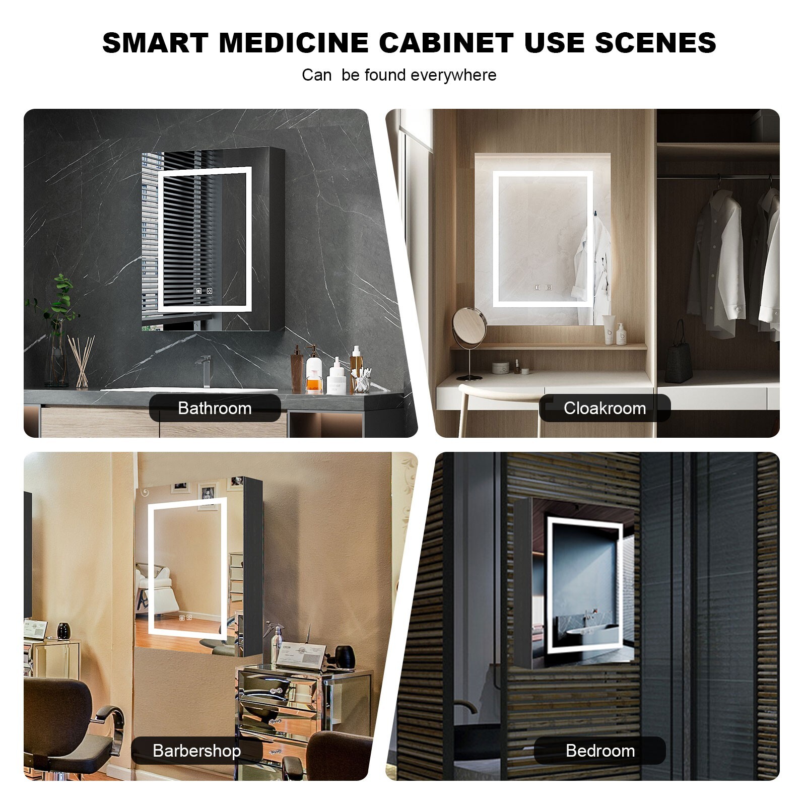 24" x 30" LED Bathroom Medicine Cabinet w/ Lighted Mirror Anti-Fog Touch Sensor