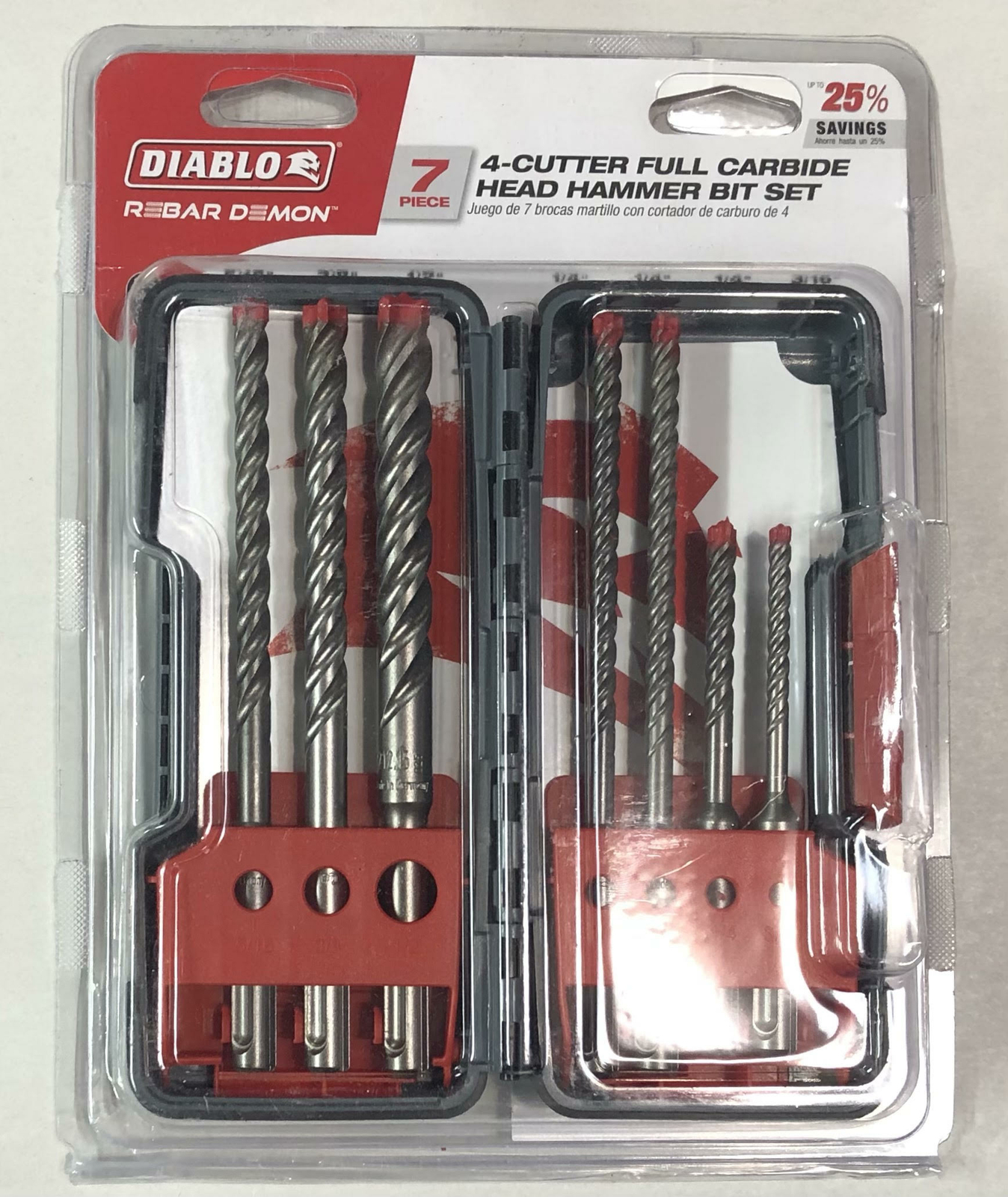Freud Diablo DMAPL9920-S7 Rebar Demon Hammer Drill Bit Set, 7-Piece