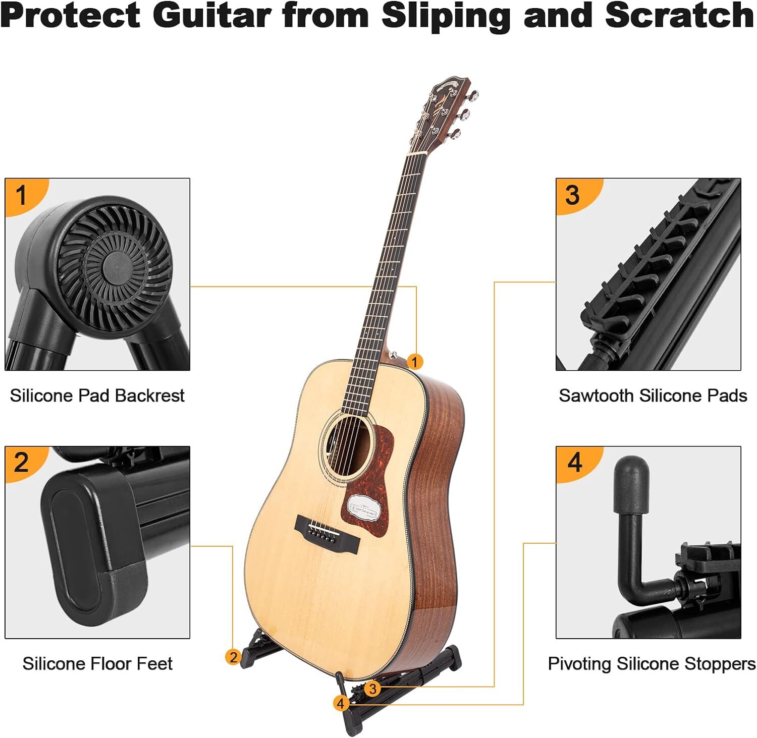 Foldable Universal Guitar Stand Floor A-Frame for Acoustic Electric Guitar Bass