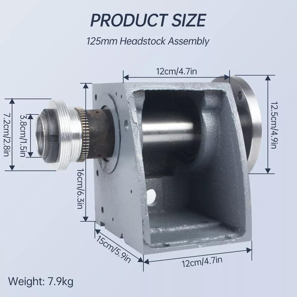 125mm Lathe Headstock Spindle Box Assembly 38mm Hole For WM210 MX-210V CD-210V