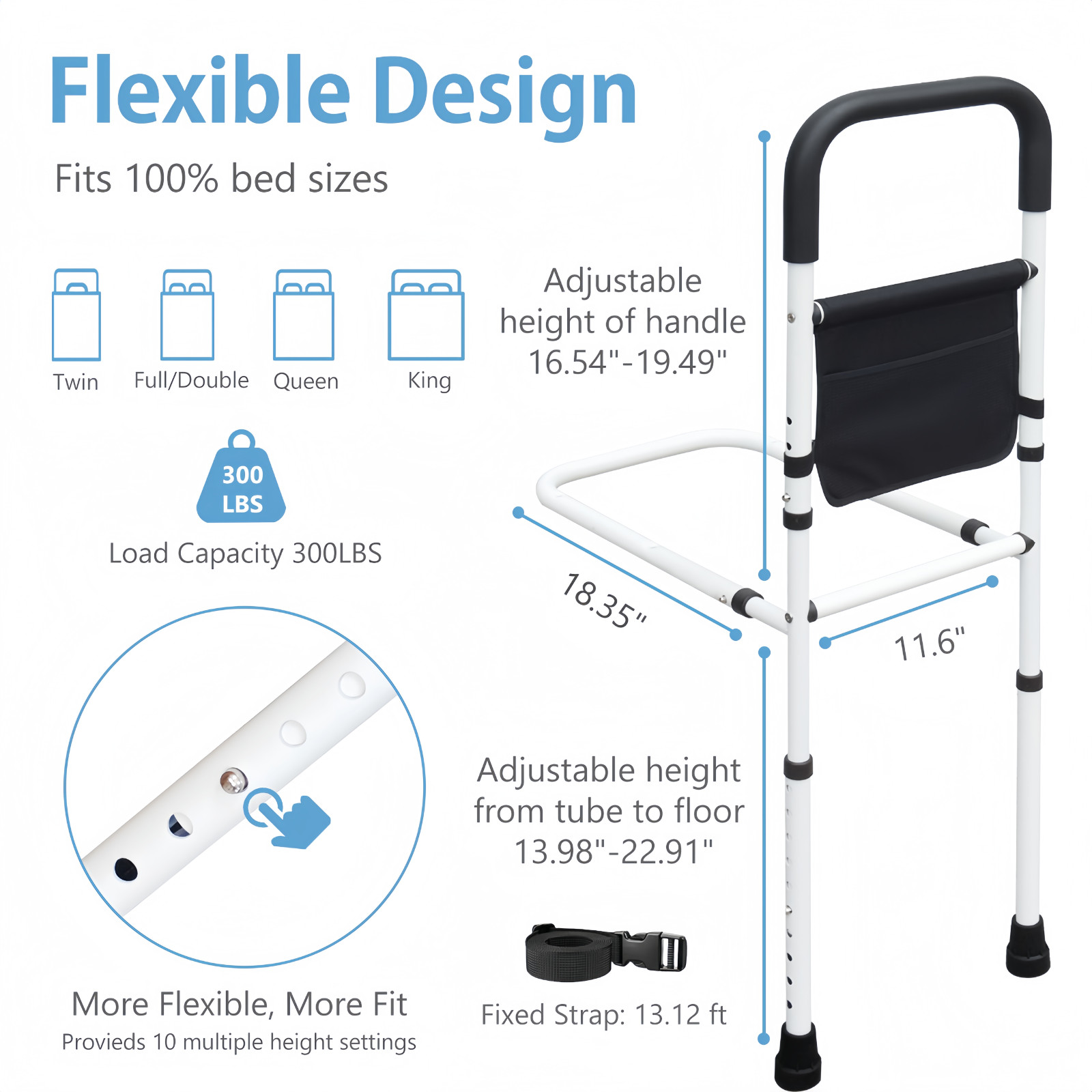 Bed Rails for Elderly Adults with Floor Support, Bed Side Assist Rail for Senior