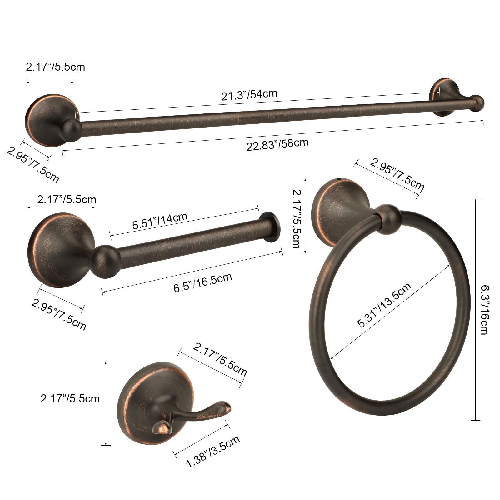 4 Piece Antique Bathroom Hardware Accessories Set Oil Rubbed Bronze,24 Inch New