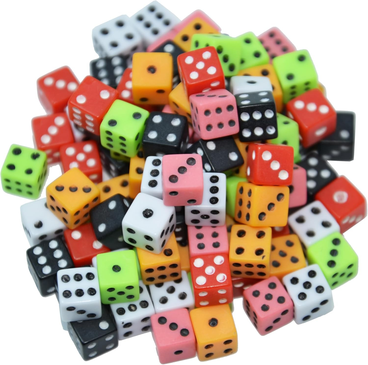 100 Assorted D6 Mini Tiny Dice Square Dot Game Dice Set