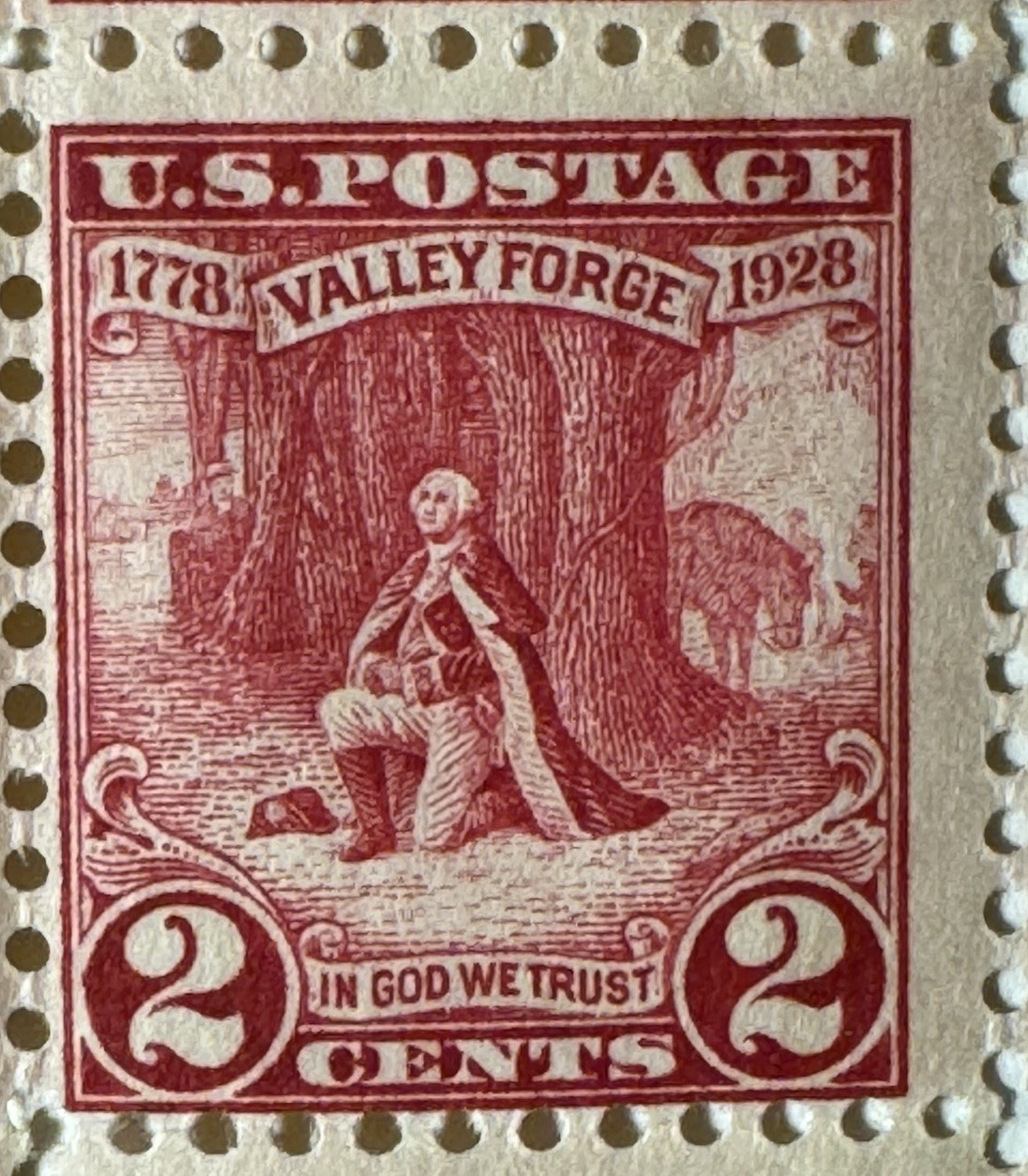 1928 Valley Forge 2 Cents Stamp Sheet Of 15 Stamps Mint