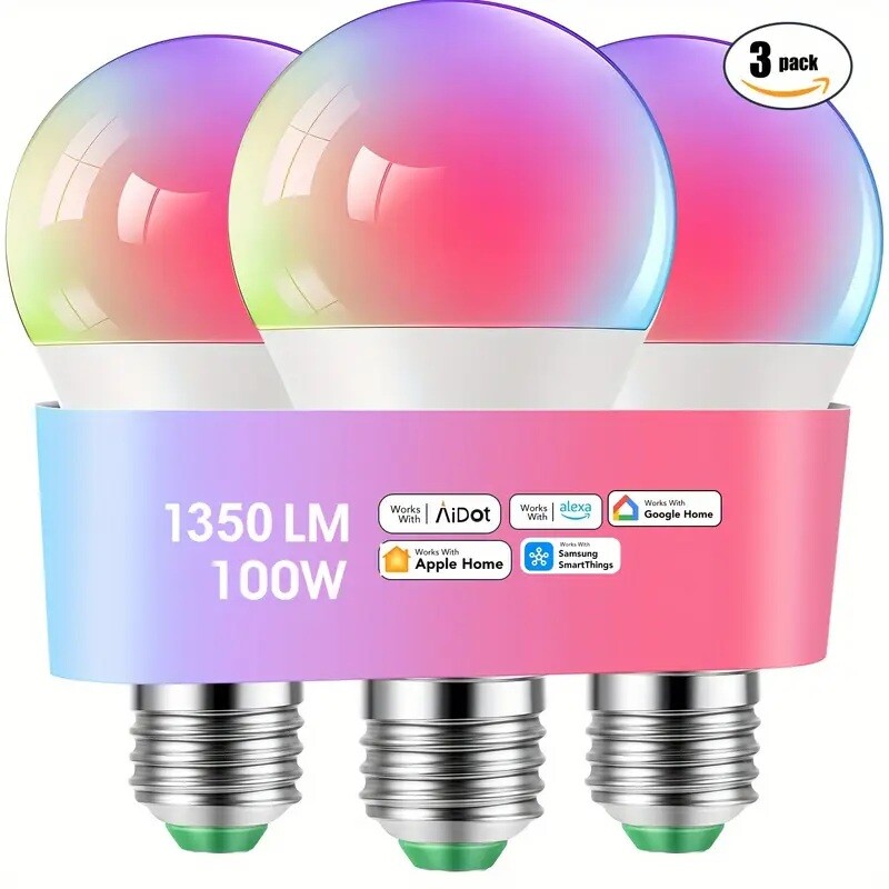 Bulbs Color Bluetooth Mode Bulbs, Dual 2-Pack 100W, 3-Pack and Smart Adjustable