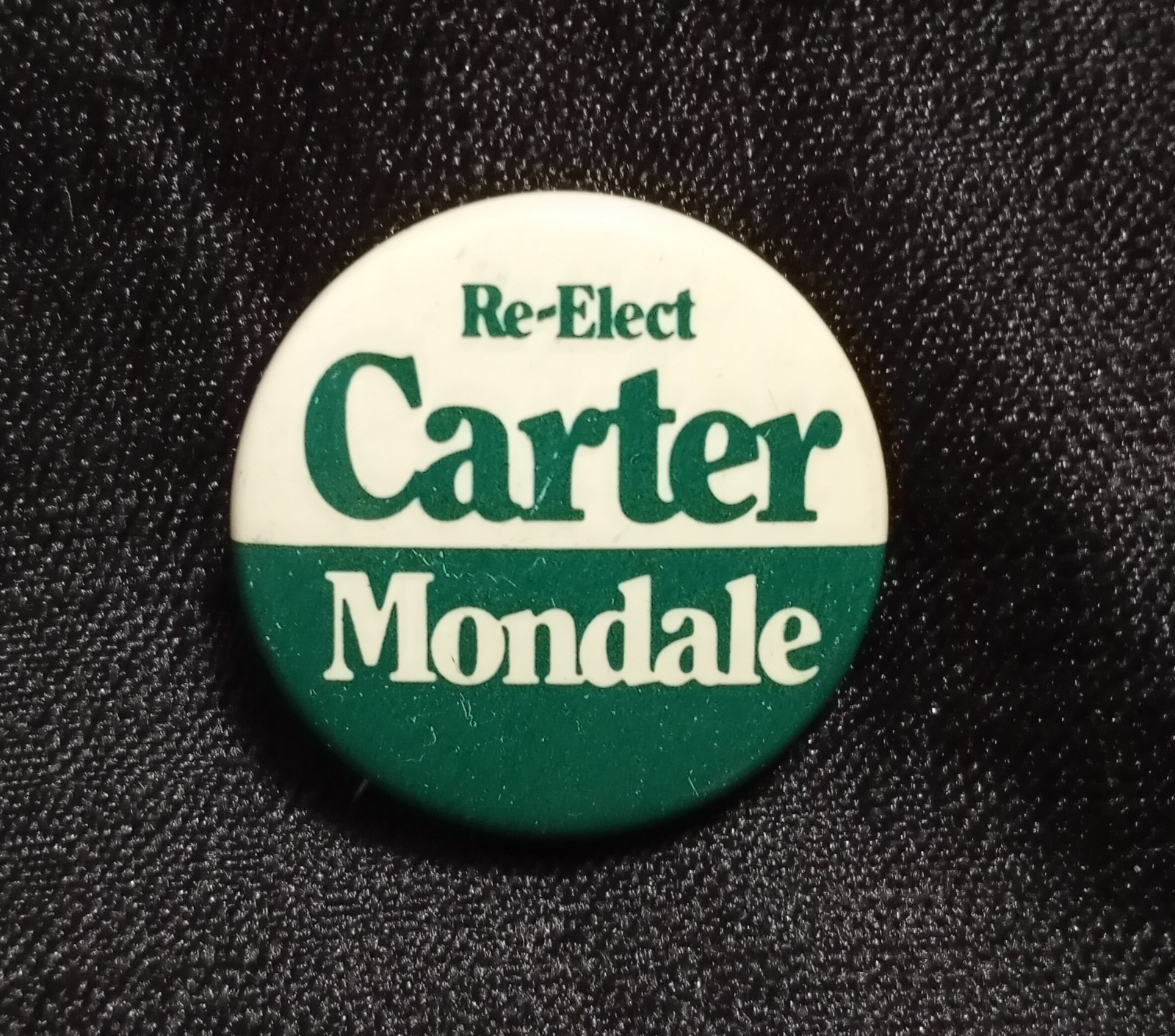 Vintage 1981 Re-Elect Carter Mondale Campaign Brochure, Bumper Sticker, Pin Back